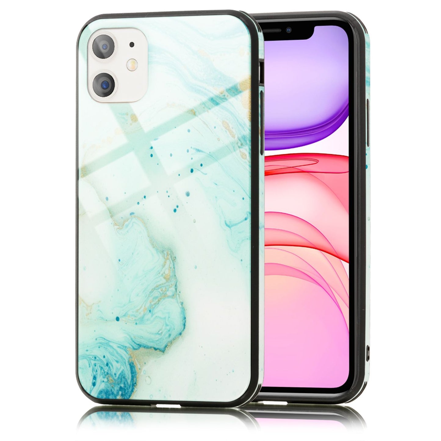 NALIA Hartglas Hülle Marmor Design - 9H Glas iPhone 11 Passform