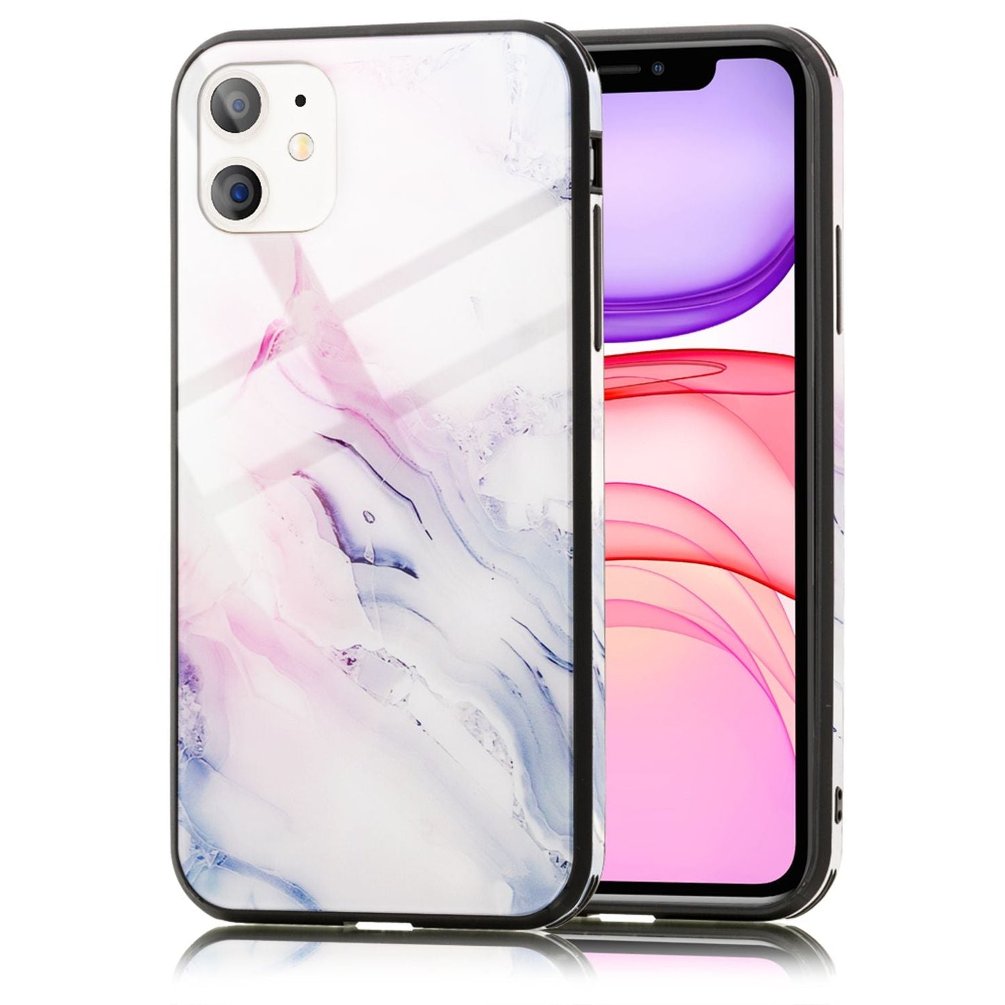 NALIA Hartglas Hülle Marmor Design - 9H Glas iPhone 11 Passform