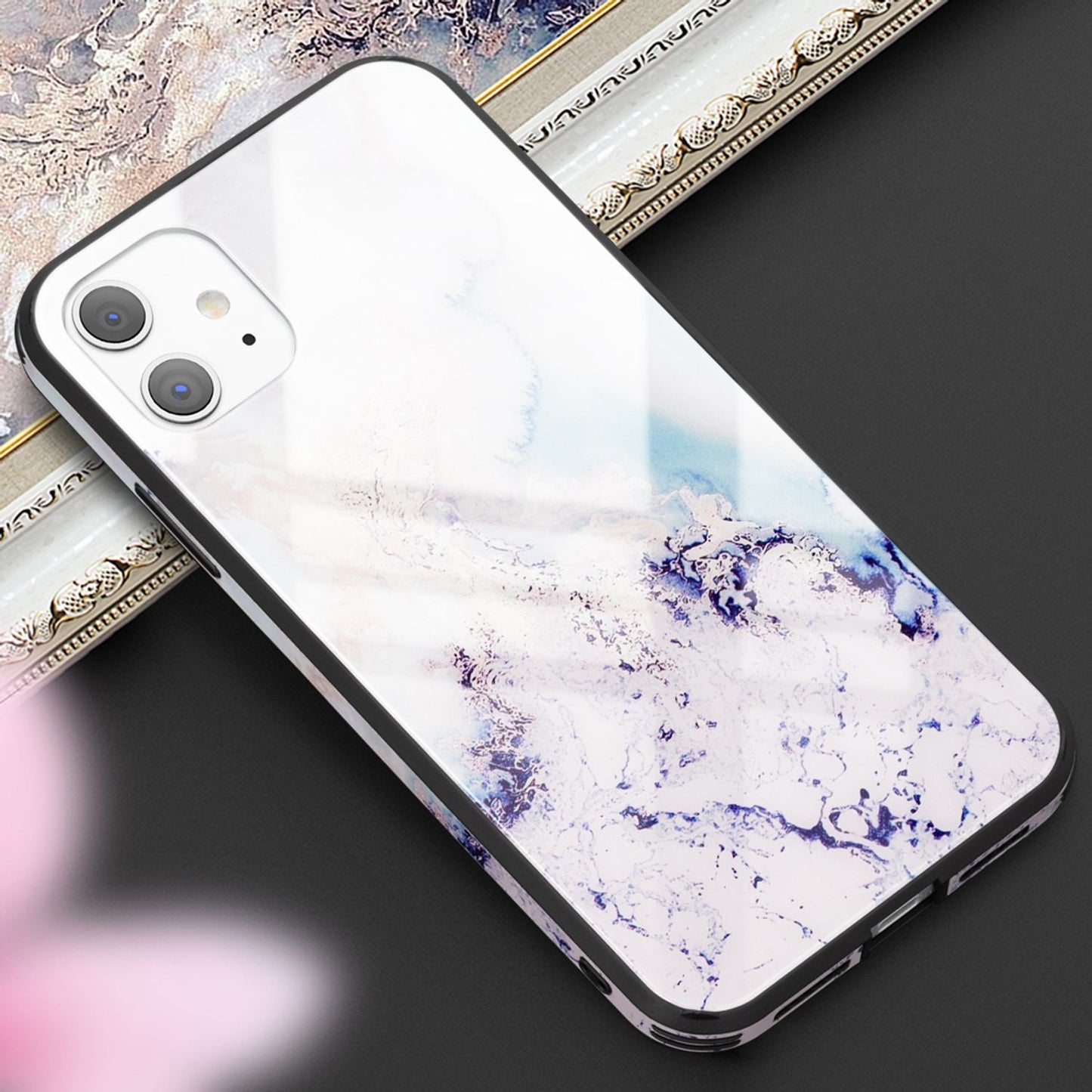 NALIA Hartglas Hülle Marmor Design - 9H Glas iPhone 11 Passform