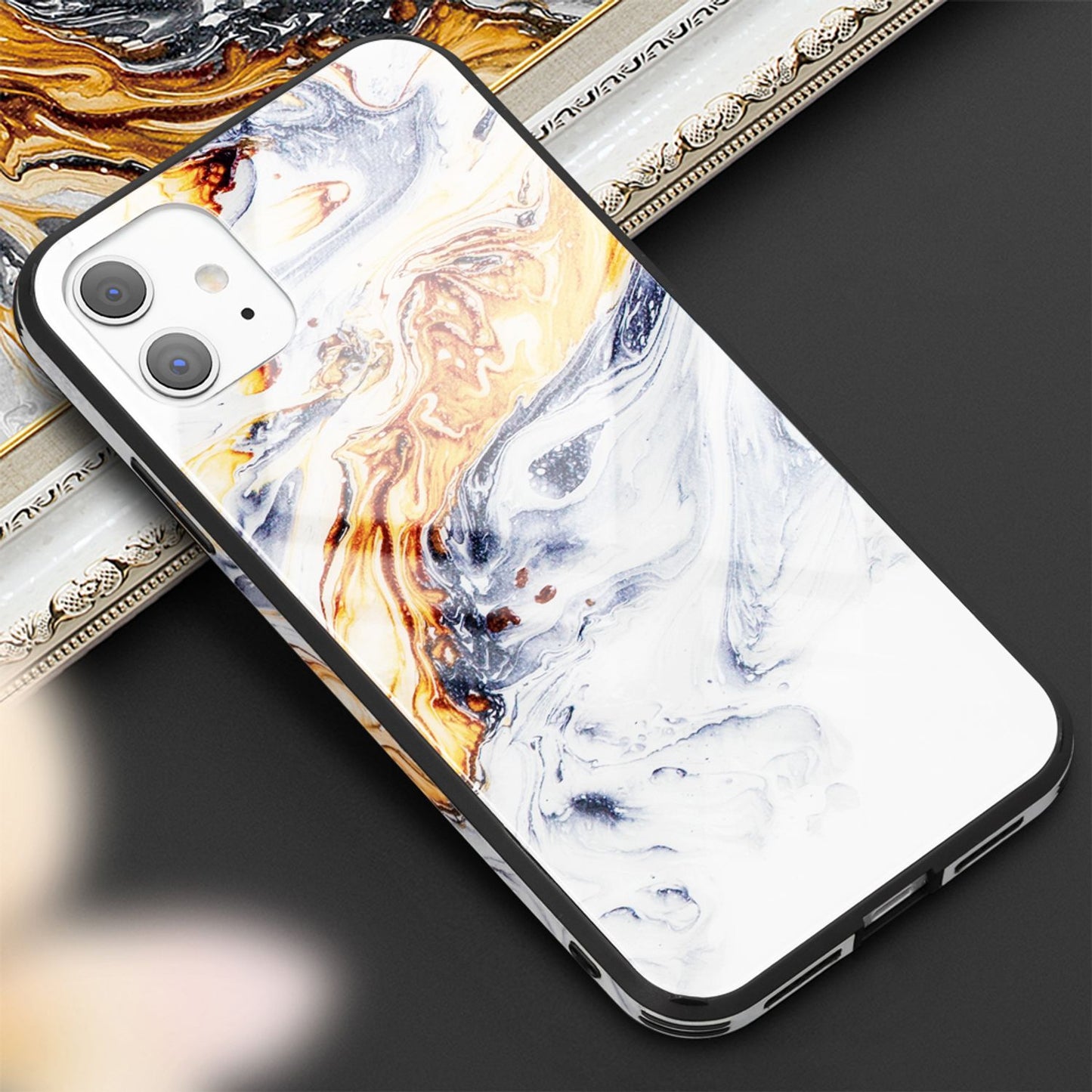 NALIA Hartglas Hülle Marmor Design - 9H Glas iPhone 11 Passform