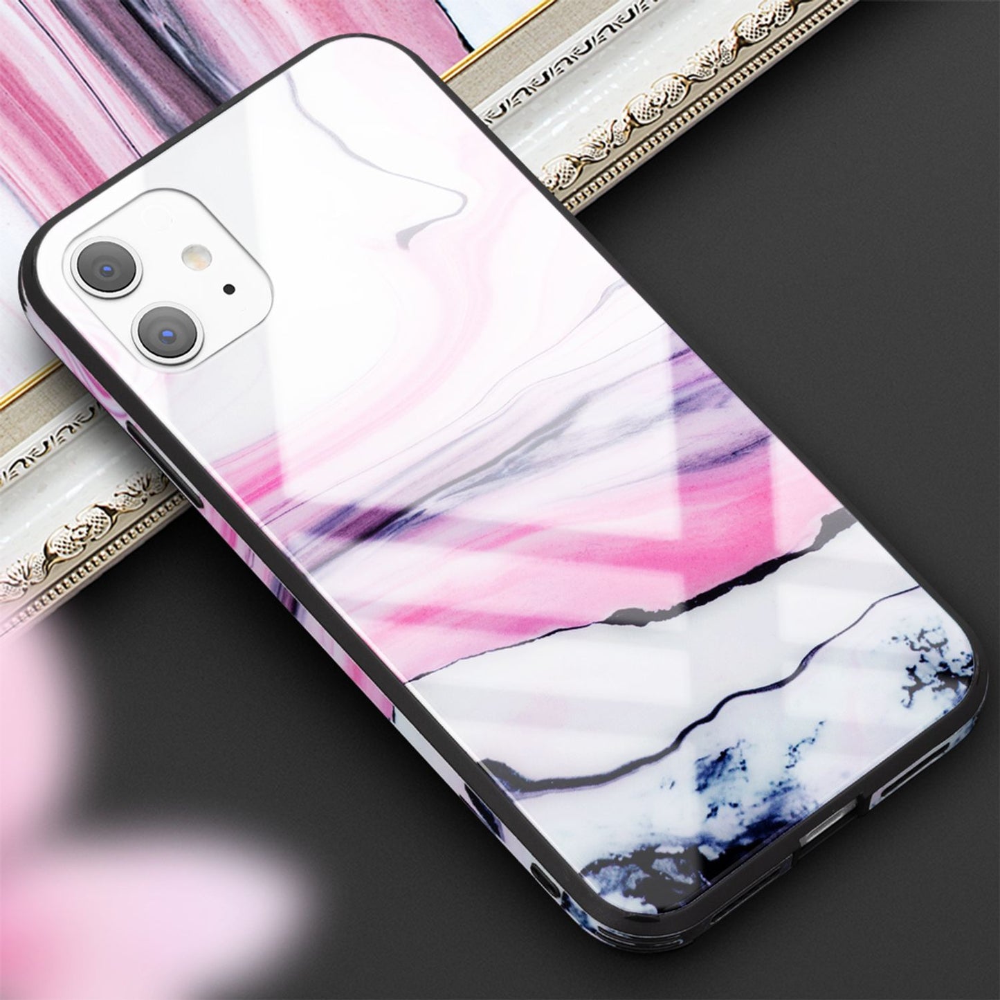 NALIA Hartglas Hülle Marmor Design - 9H Glas iPhone 11 Passform