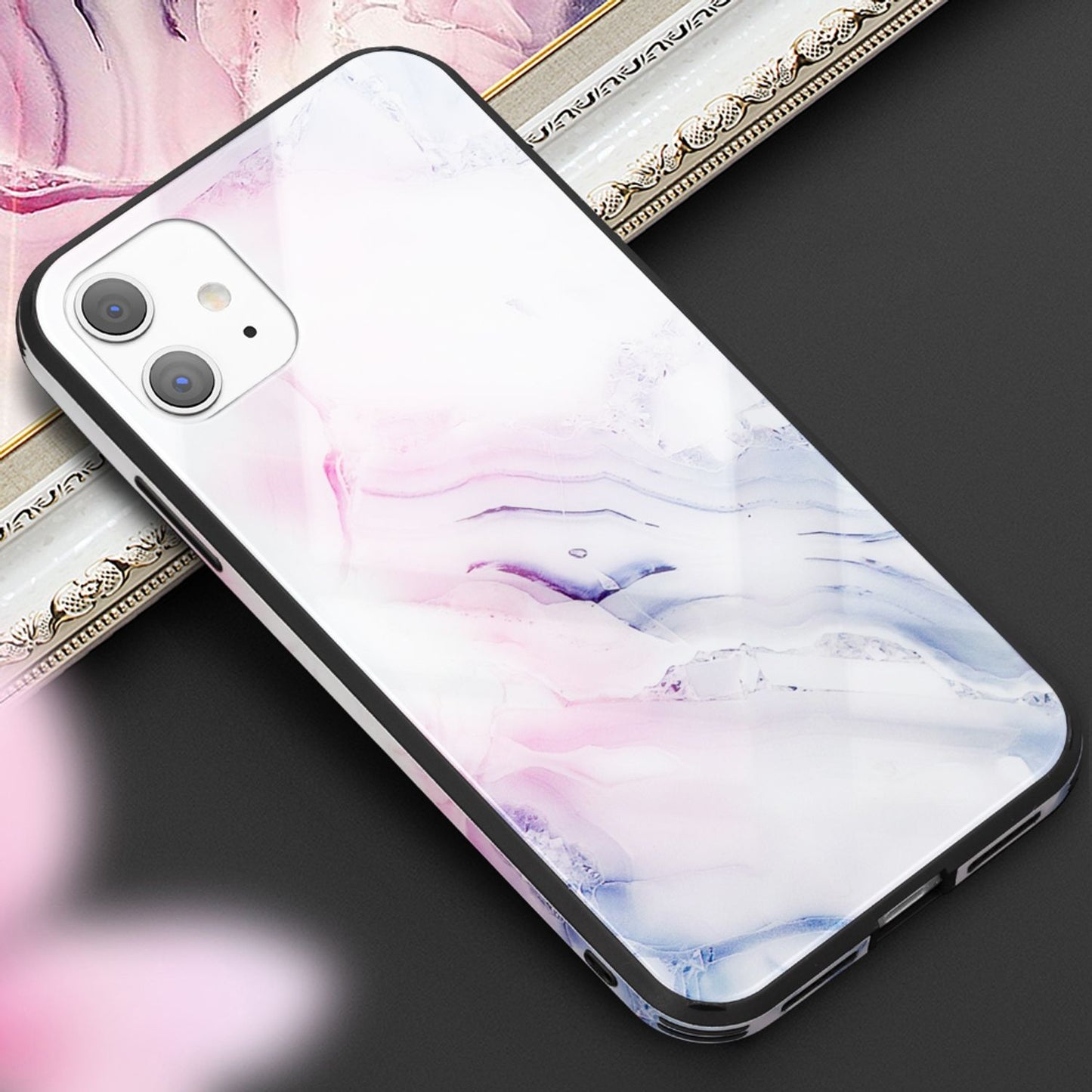 NALIA Hartglas Hülle Marmor Design - 9H Glas iPhone 11 Passform