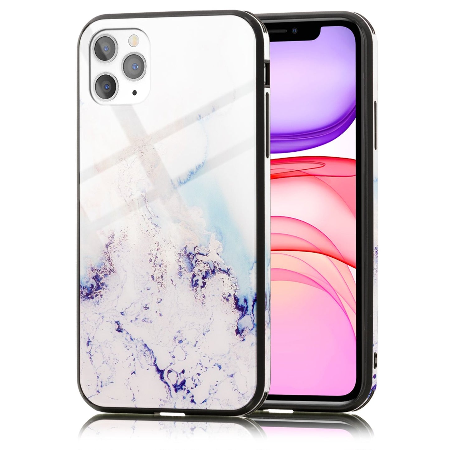 NALIA Hartglas Handy Hülle für iPhone 11 Pro, Marmor Design Tasche Case Cover