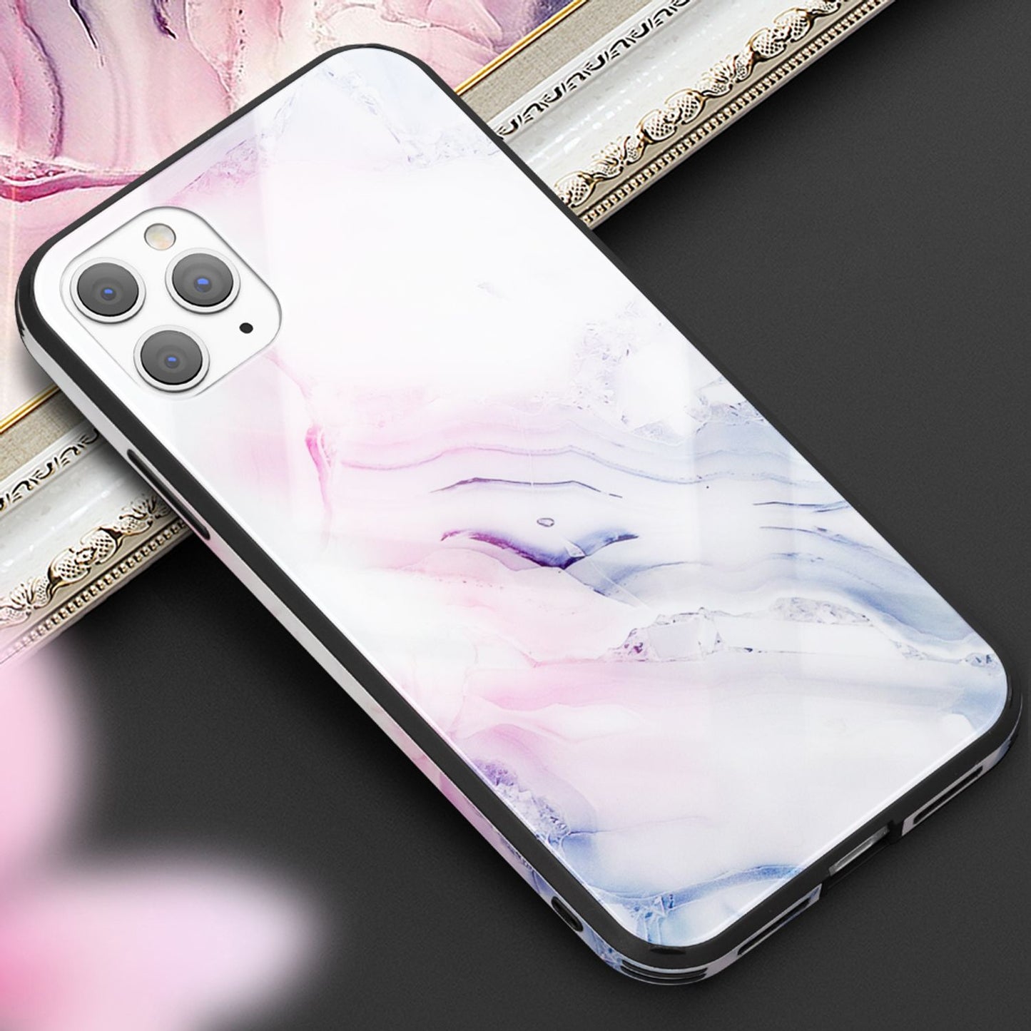 NALIA Hartglas Handy Hülle für iPhone 11 Pro, Marmor Design Tasche Case Cover