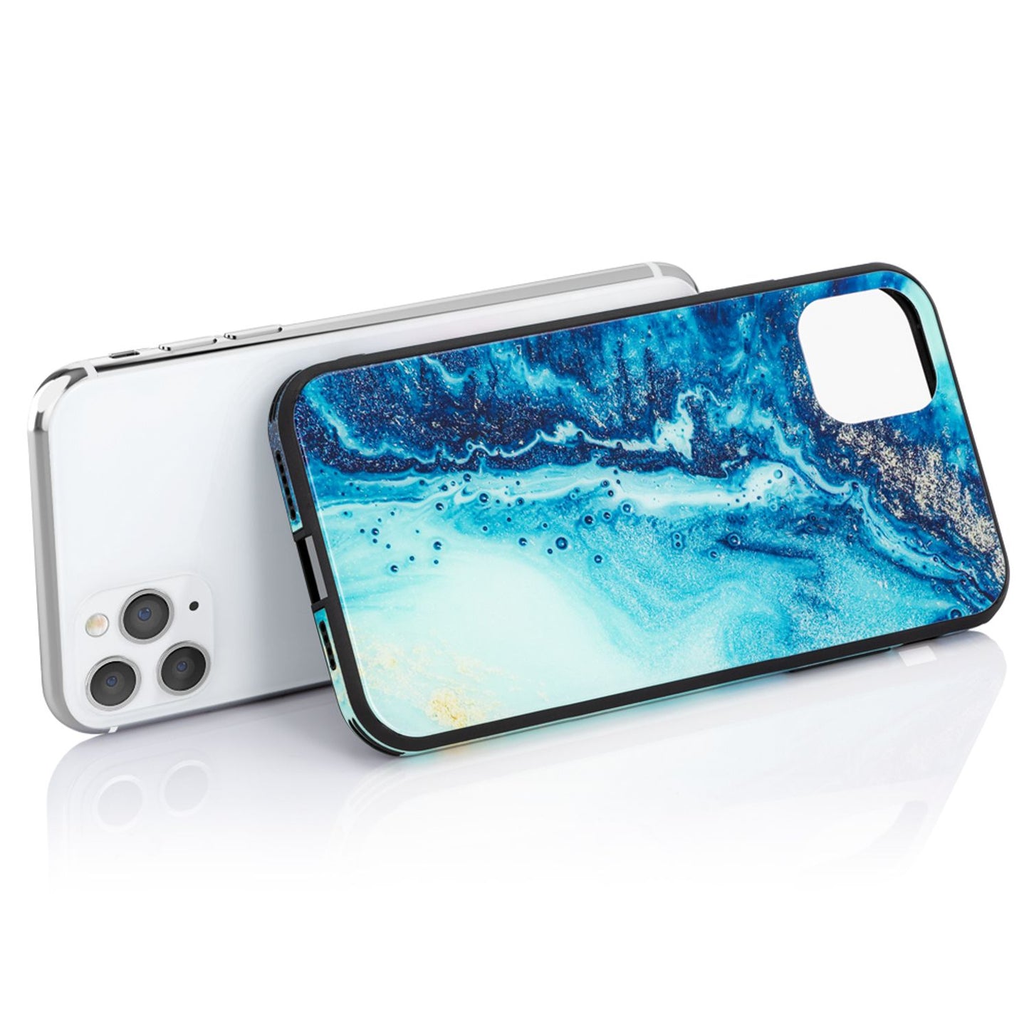 NALIA Hartglas Handy Hülle für iPhone 11 Pro, Marmor Design Tasche Case Cover