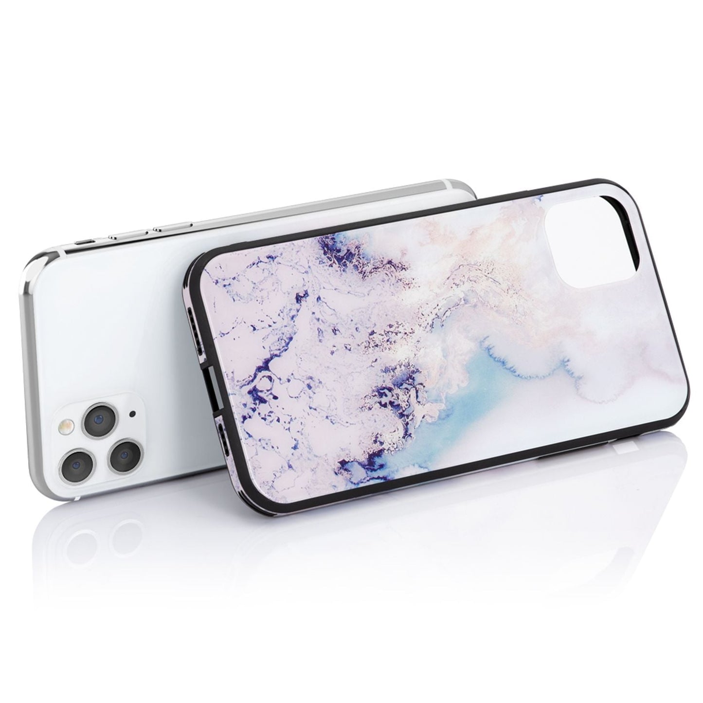 NALIA Hartglas Handy Hülle für iPhone 11 Pro, Marmor Design Tasche Case Cover