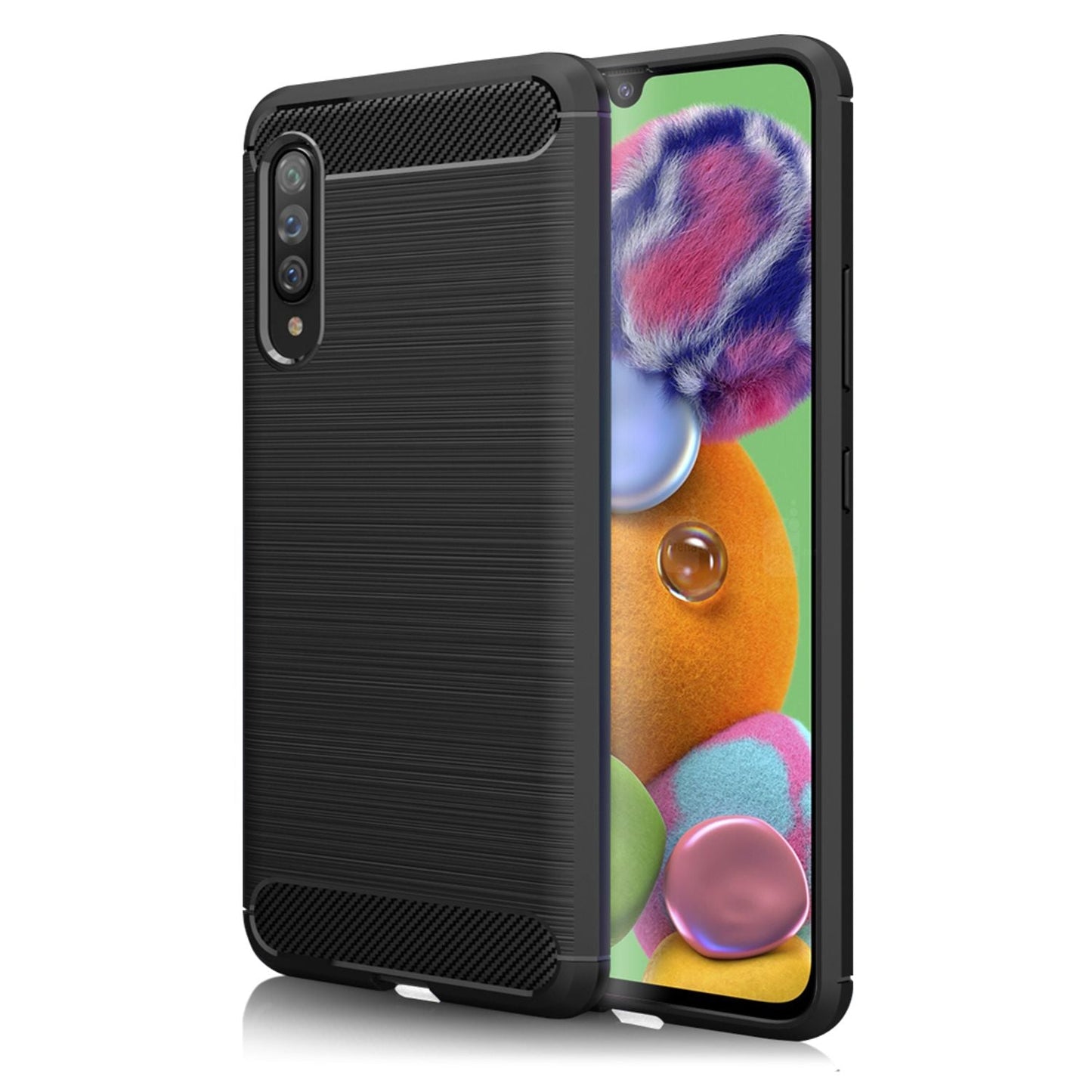 NALIA Carcasă Design pentru Galaxy A90 5G Vortex Carbon - Dimensiune compatibilă cu A90 5G, Material Silicon TPU, Culoare Negru
