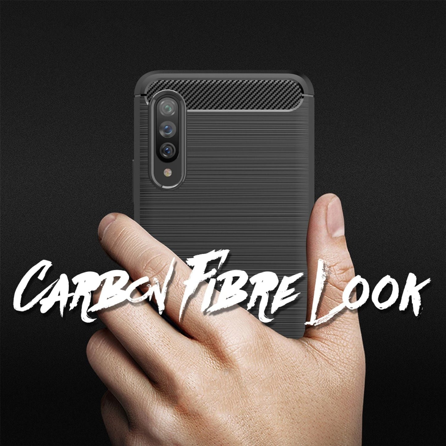 NALIA Carcasă Design pentru Galaxy A90 5G Vortex Carbon - Dimensiune compatibilă cu A90 5G, Material Silicon TPU, Culoare Negru