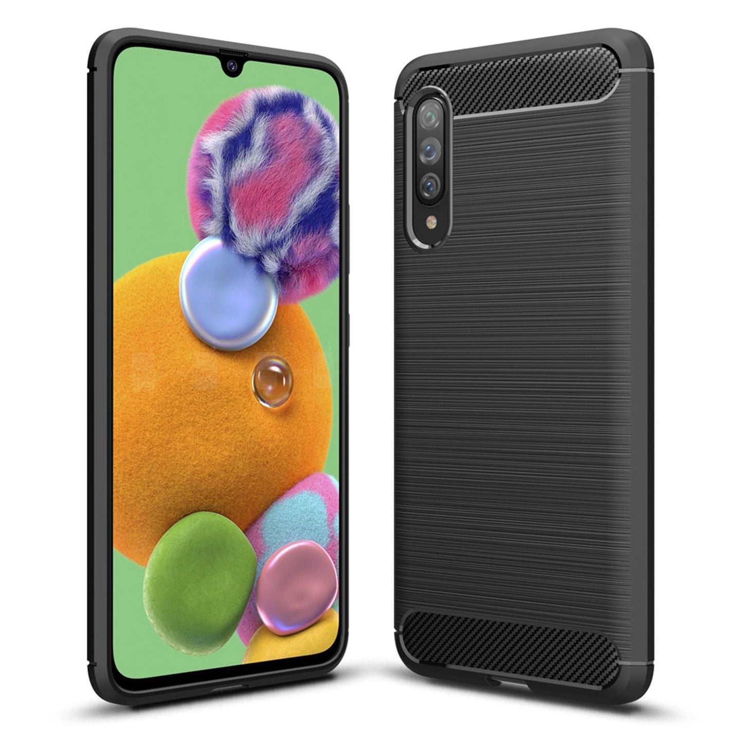 NALIA Carcasă Design pentru Galaxy A90 5G Vortex Carbon - Dimensiune compatibilă cu A90 5G, Material Silicon TPU, Culoare Negru