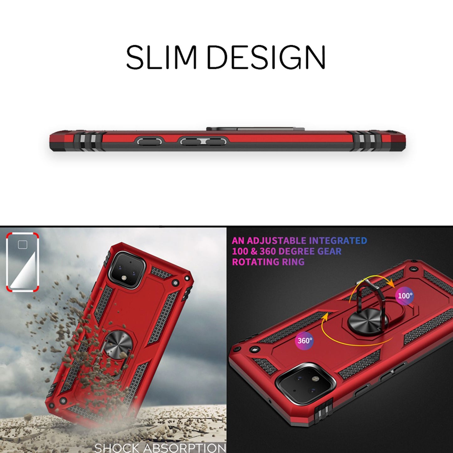 NALIA Ring Handy Hülle für Google Pixel 4, Case Cover für magnetische Halterung