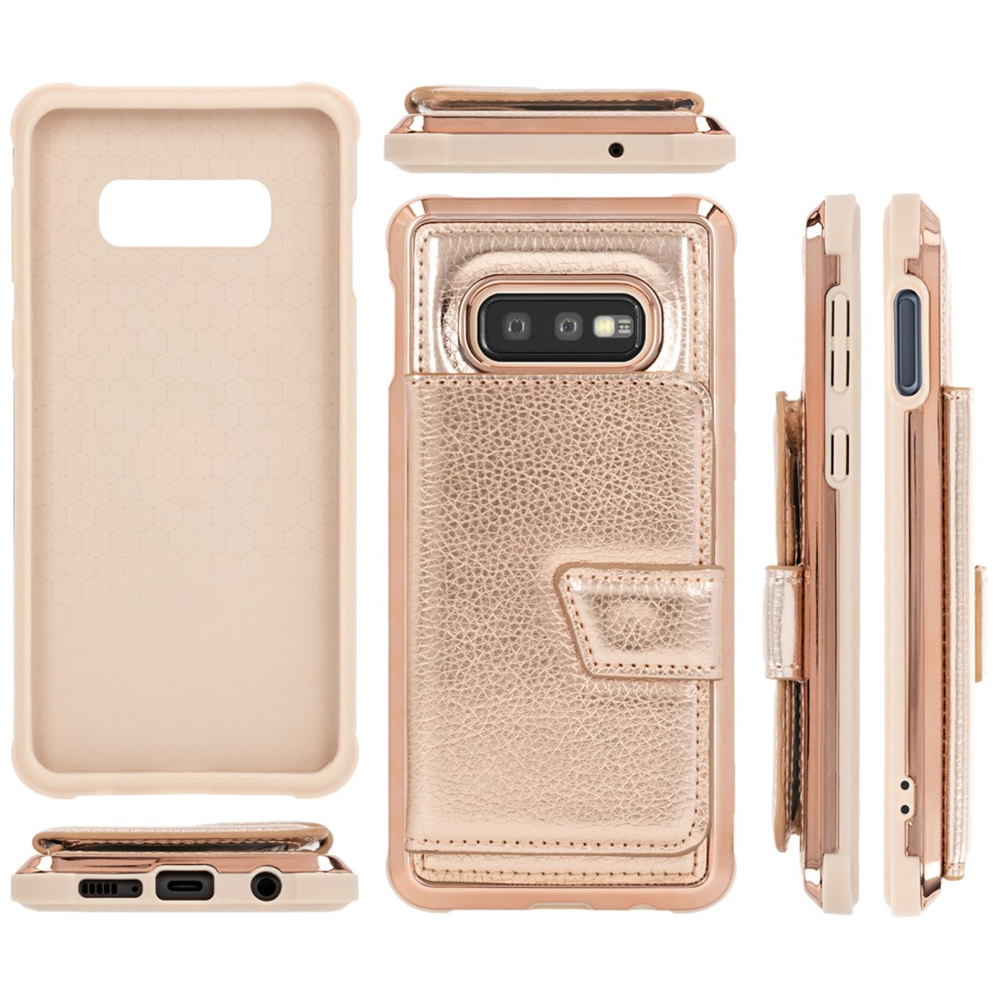 NALIA Schutz Handyhülle für Samsung Galaxy S10e Spiegel Kunst Leder Etui Handy Tasche