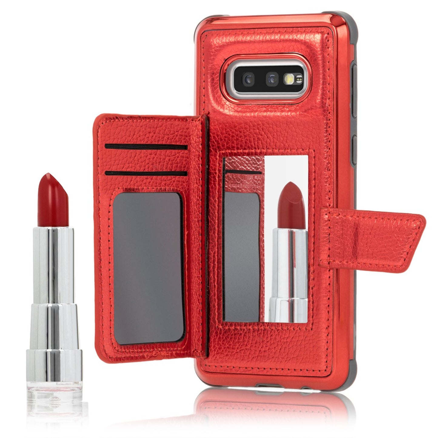 NALIA Schutz Handyhülle für Samsung Galaxy S10e Spiegel Kunst Leder Etui Handy Tasche