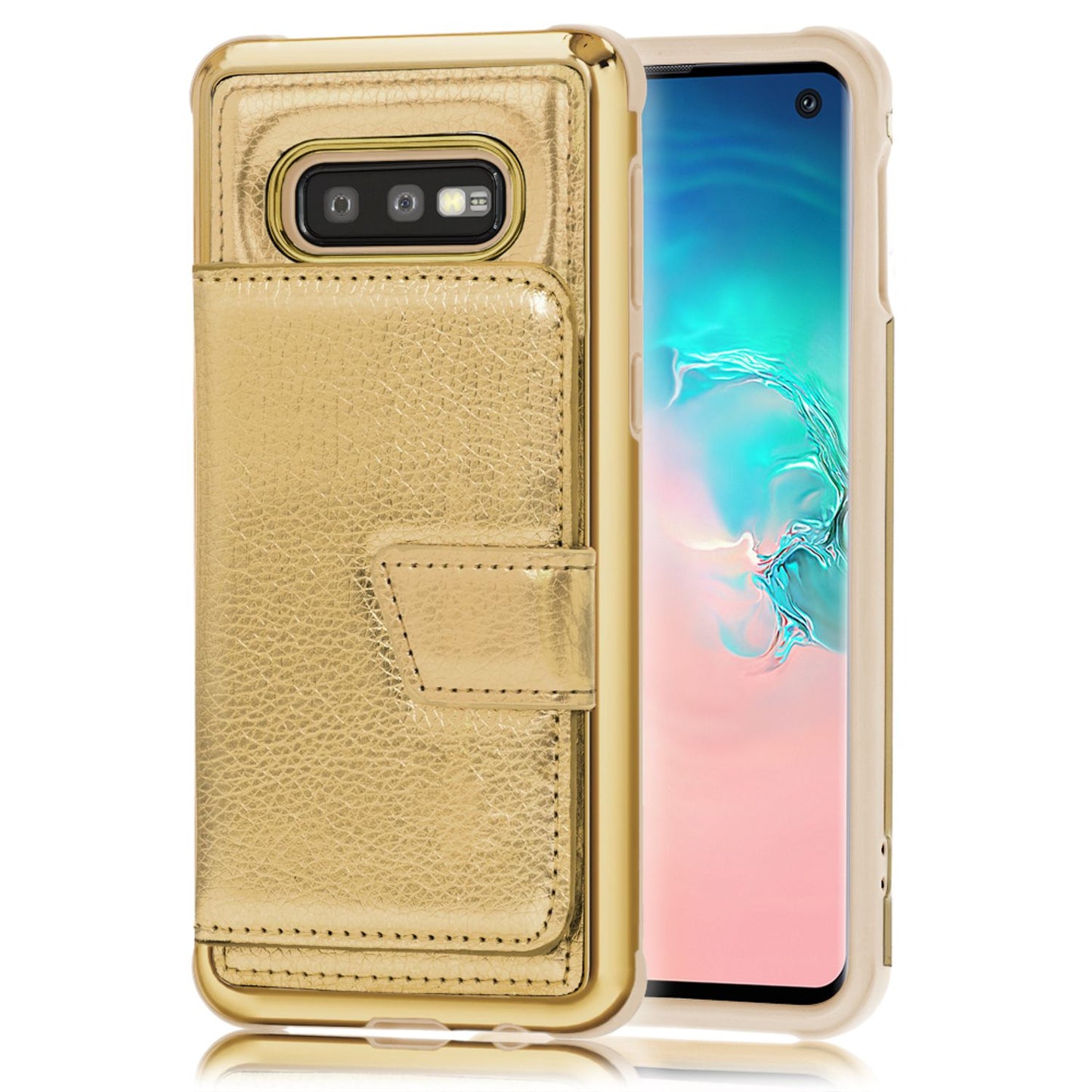 NALIA Schutz Handyhülle für Samsung Galaxy S10e Spiegel Kunst Leder Etui Handy Tasche