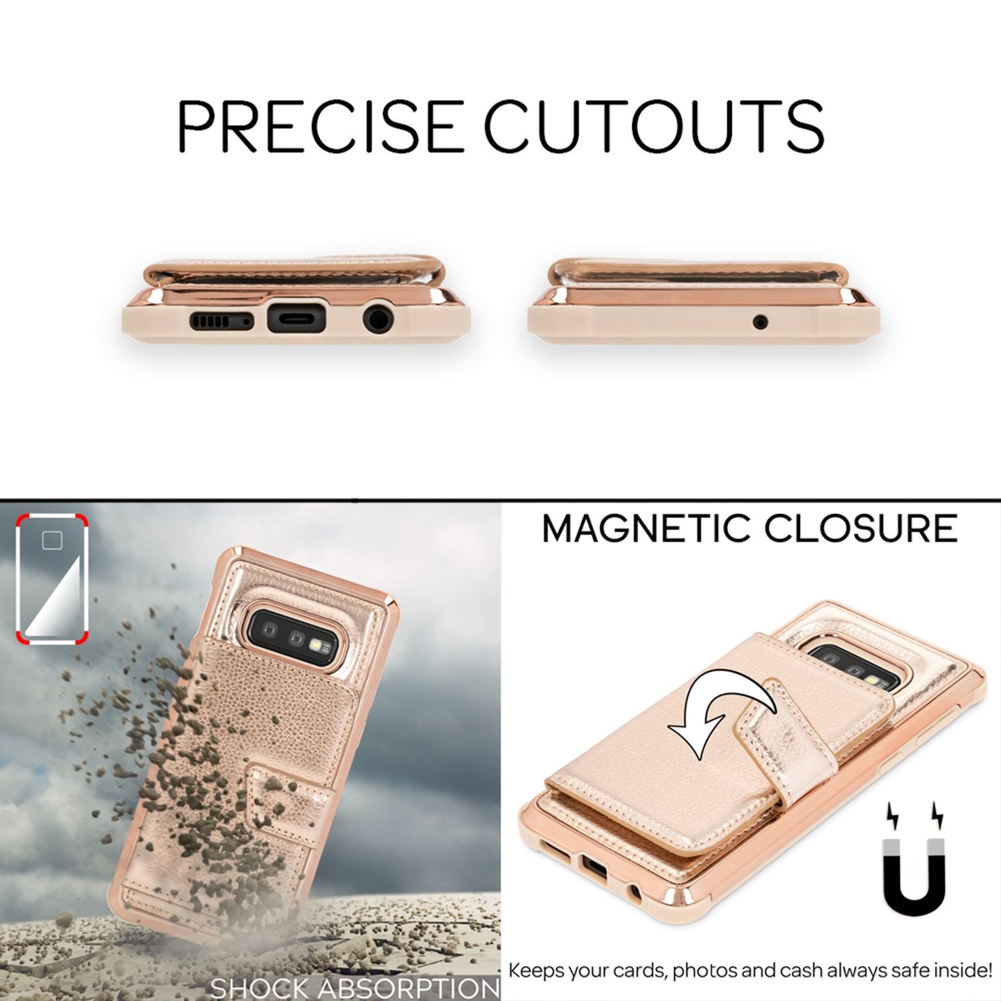 NALIA Schutz Handyhülle für Samsung Galaxy S10e Spiegel Kunst Leder Etui Handy Tasche