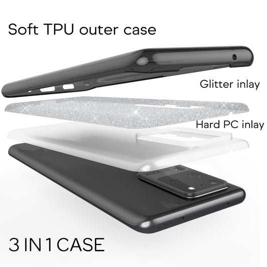 NALIA Glitter Case für Samsung Galaxy S20 Ultra, Diamant Schutz Hülle Bumper