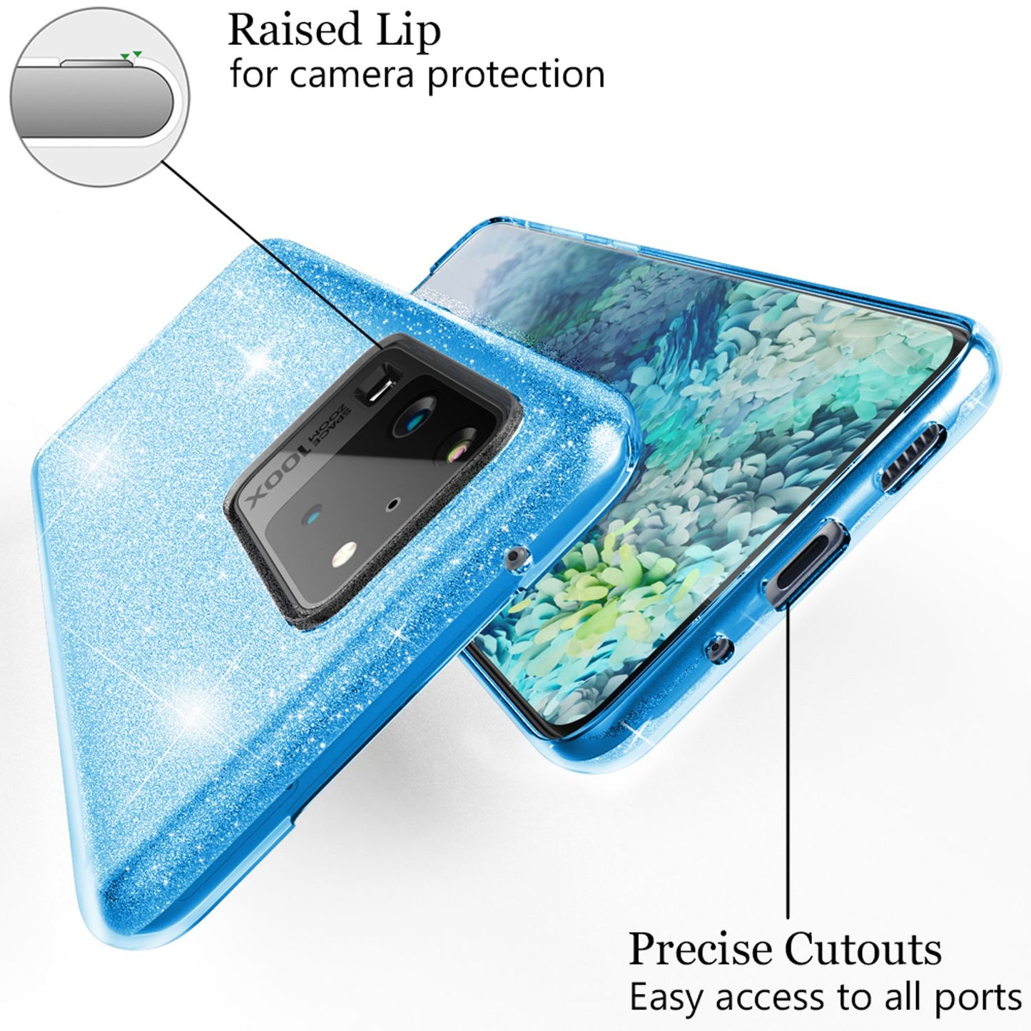 NALIA Glitter Case für Samsung Galaxy S20 Ultra, Diamant Schutz Hülle Bumper