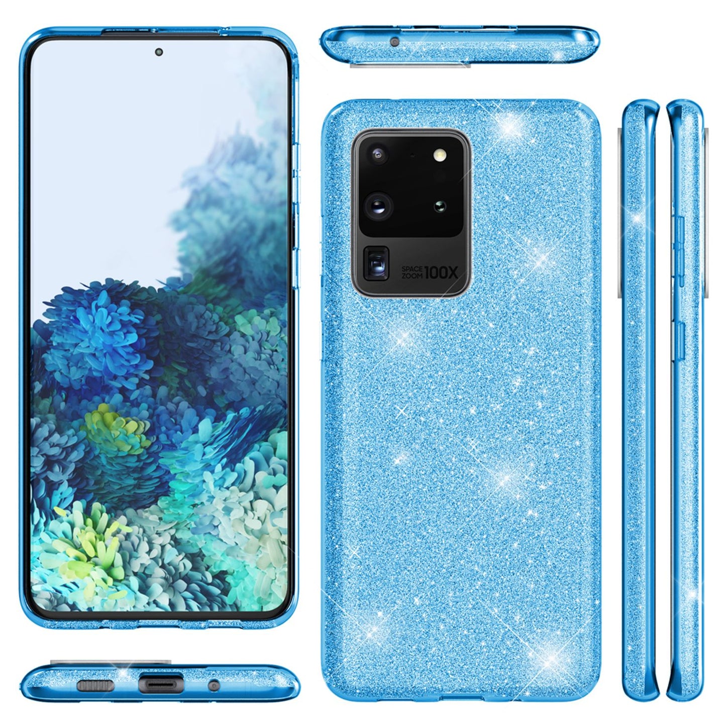 NALIA Glitter Case für Samsung Galaxy S20 Ultra, Diamant Schutz Hülle Bumper