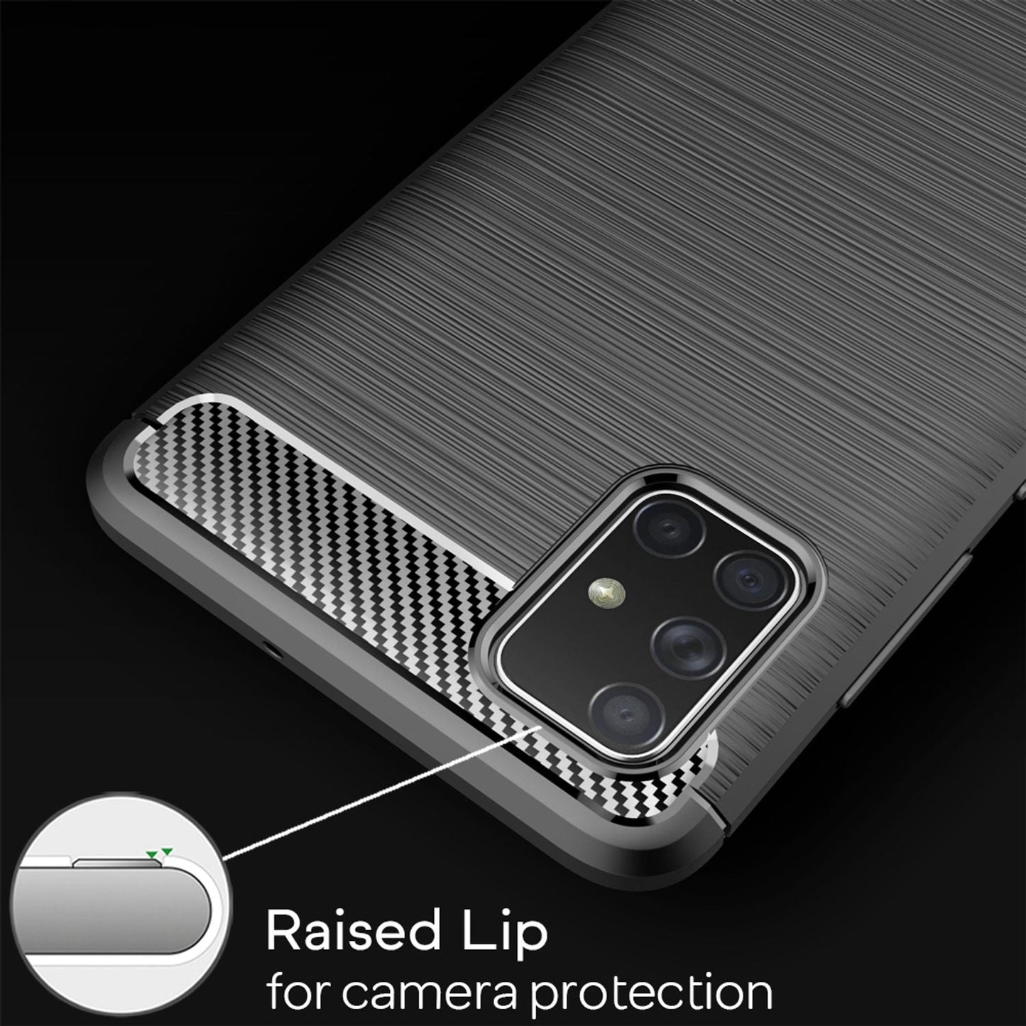 NALIA Carbon Look Case für Samsung Galaxy A71, Handy Hülle Schutz Tasche Cover