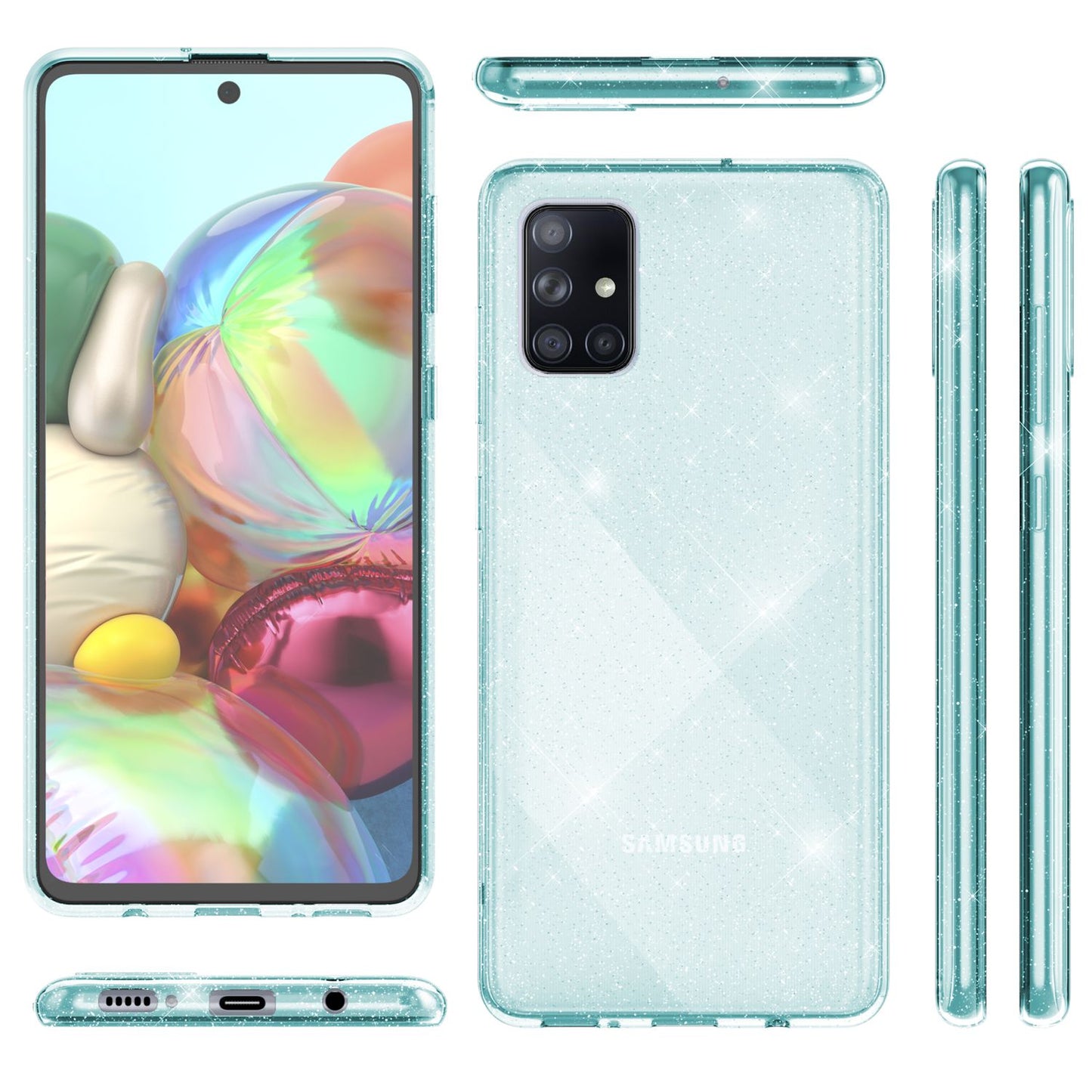 NALIA Glitzer Handyhülle für Samsung Galaxy A71 Hülle, Bling Silikon Handyhülle Strass