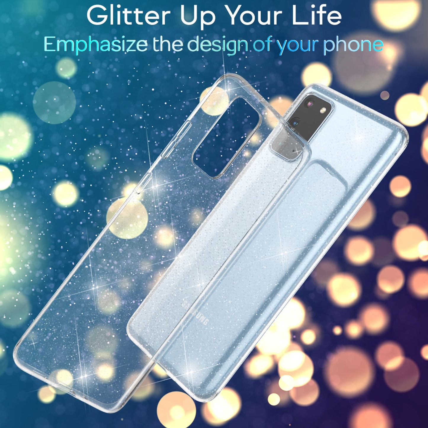 NALIA Glitzer Handyhülle für Samsung Galaxy S20, Silikon Handy Schutz Hülle Tasche