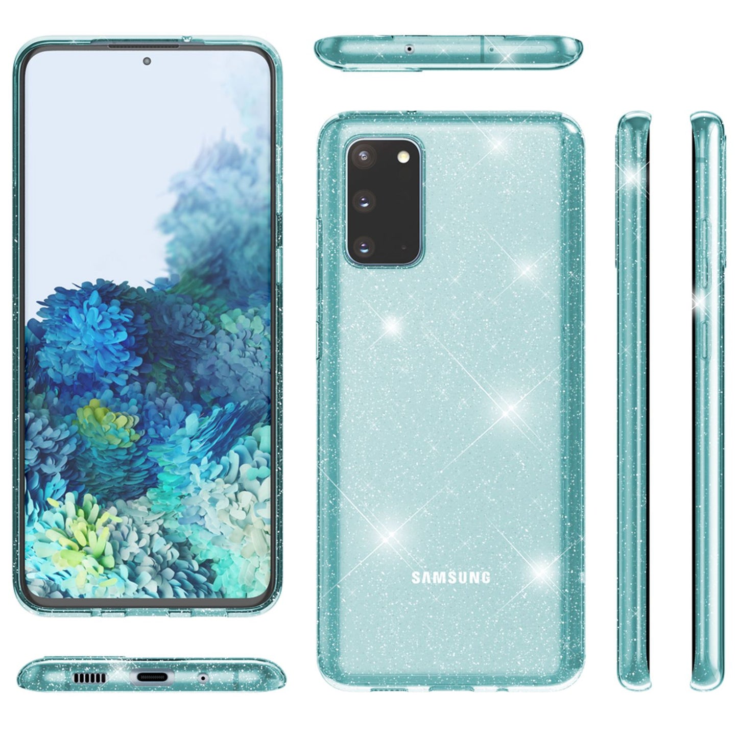 NALIA Glitzer Handyhülle für Samsung Galaxy S20, Silikon Handy Schutz Hülle Tasche