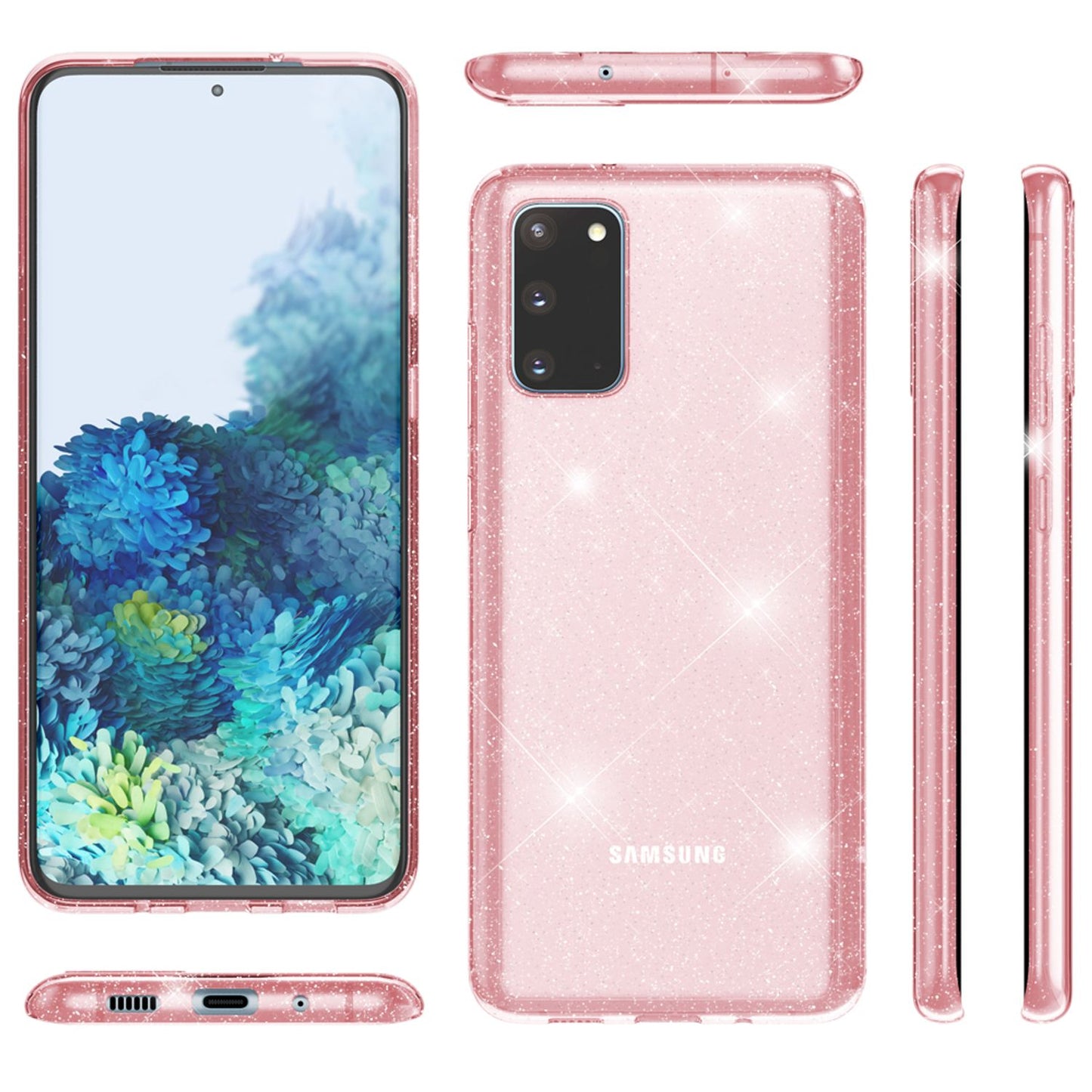 NALIA Glitzer Handyhülle für Samsung Galaxy S20, Silikon Handy Schutz Hülle Tasche