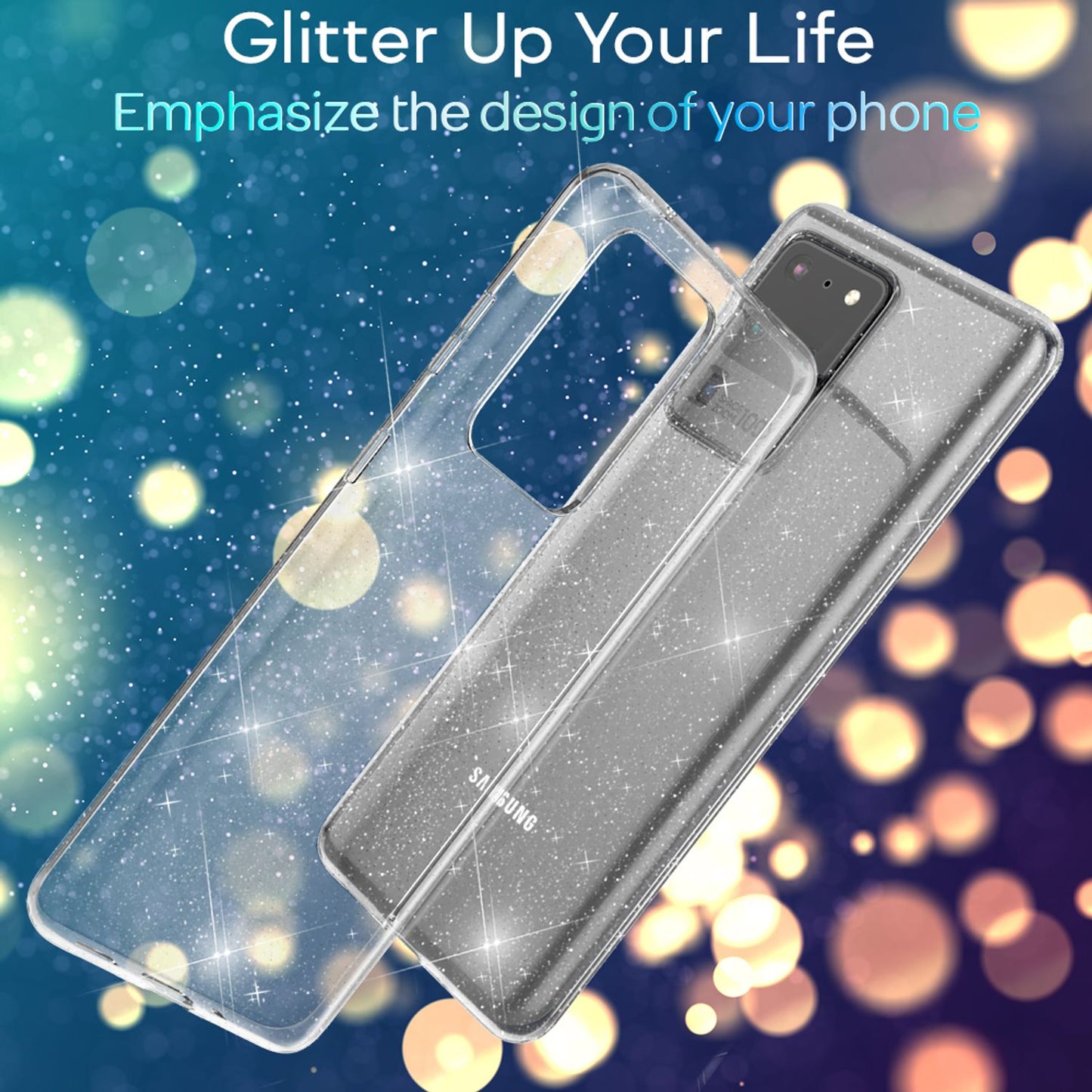 NALIA Glitzer Handyhülle für Samsung Galaxy S20 Ultra, Silikon Handy Hülle Schutz Etui