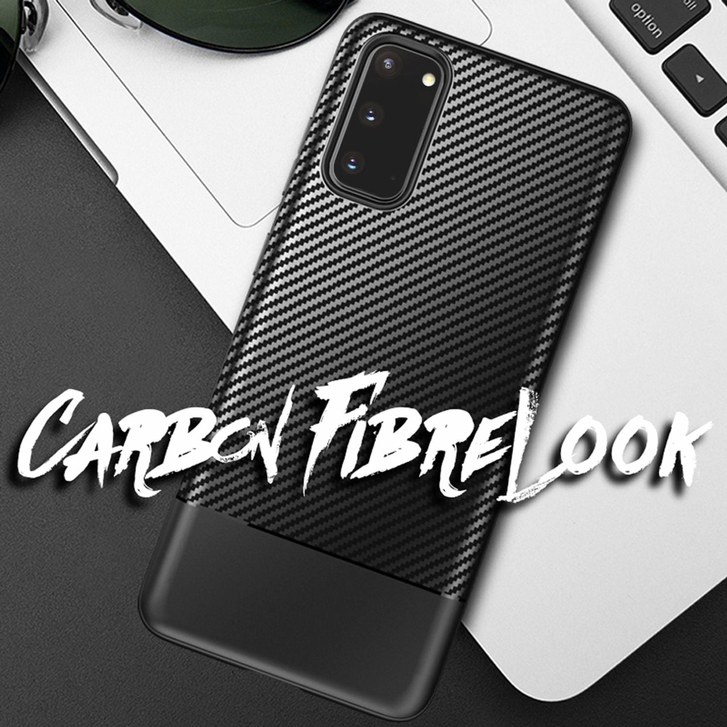 NALIA Carbon Case für Samsung Galaxy S20, Silikon Handy Hülle TPU Schutz Cover