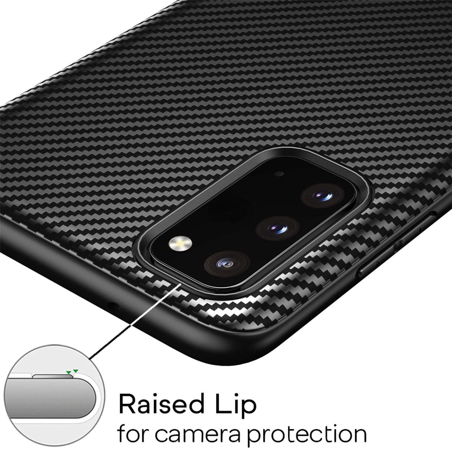 NALIA Carbon Case für Samsung Galaxy S20, Silikon Handy Hülle TPU Schutz Cover