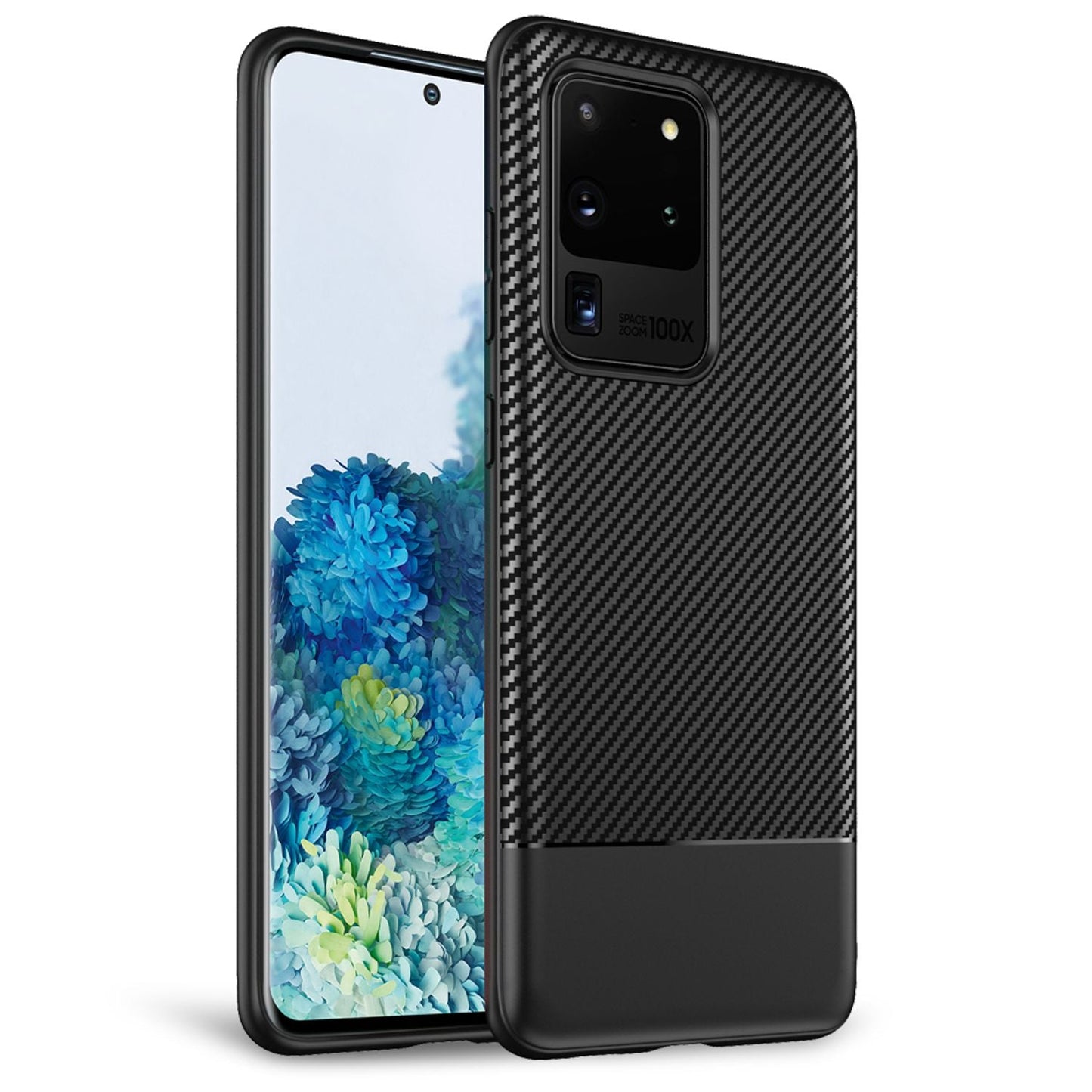 NALIA Carbon Case für Samsung Galaxy S20 Ultra, Silikon Handy Hülle Schutz Cover