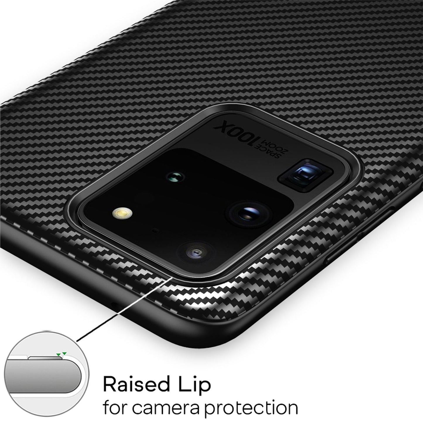 NALIA Carbon Case für Samsung Galaxy S20 Ultra, Silikon Handy Hülle Schutz Cover