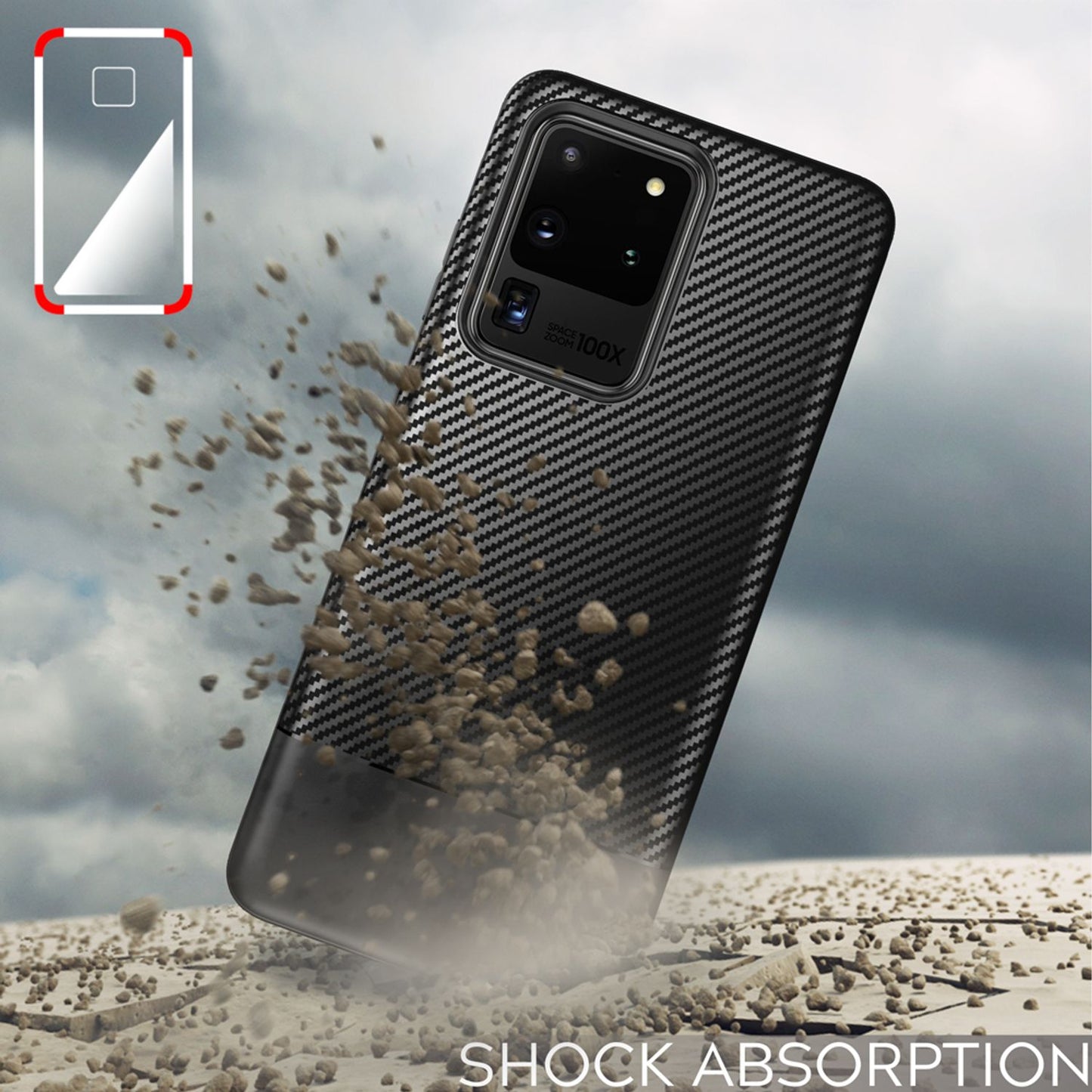 NALIA Carbon Case für Samsung Galaxy S20 Ultra, Silikon Handy Hülle Schutz Cover