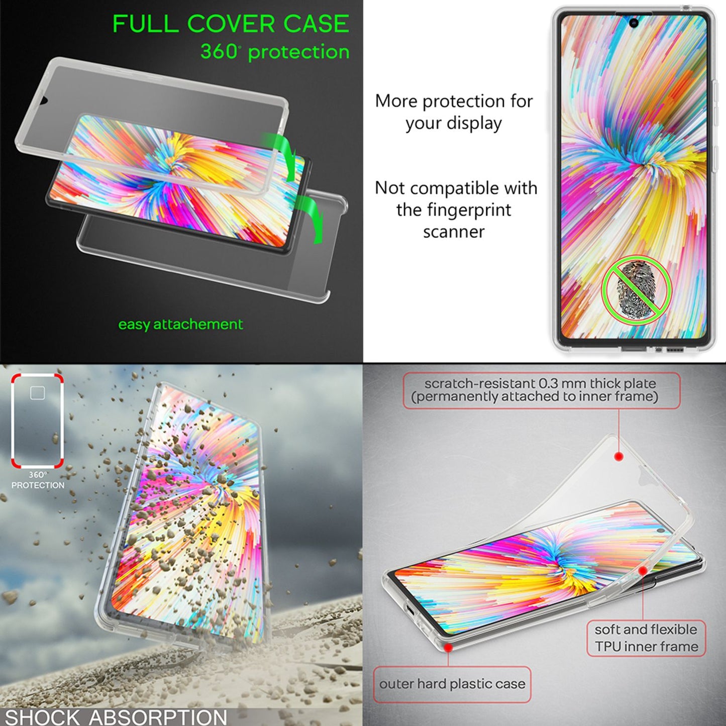 NALIA 360 Grad Handy Hülle kompatibel mit Samsung Galaxy S10 Lite, Full Cover