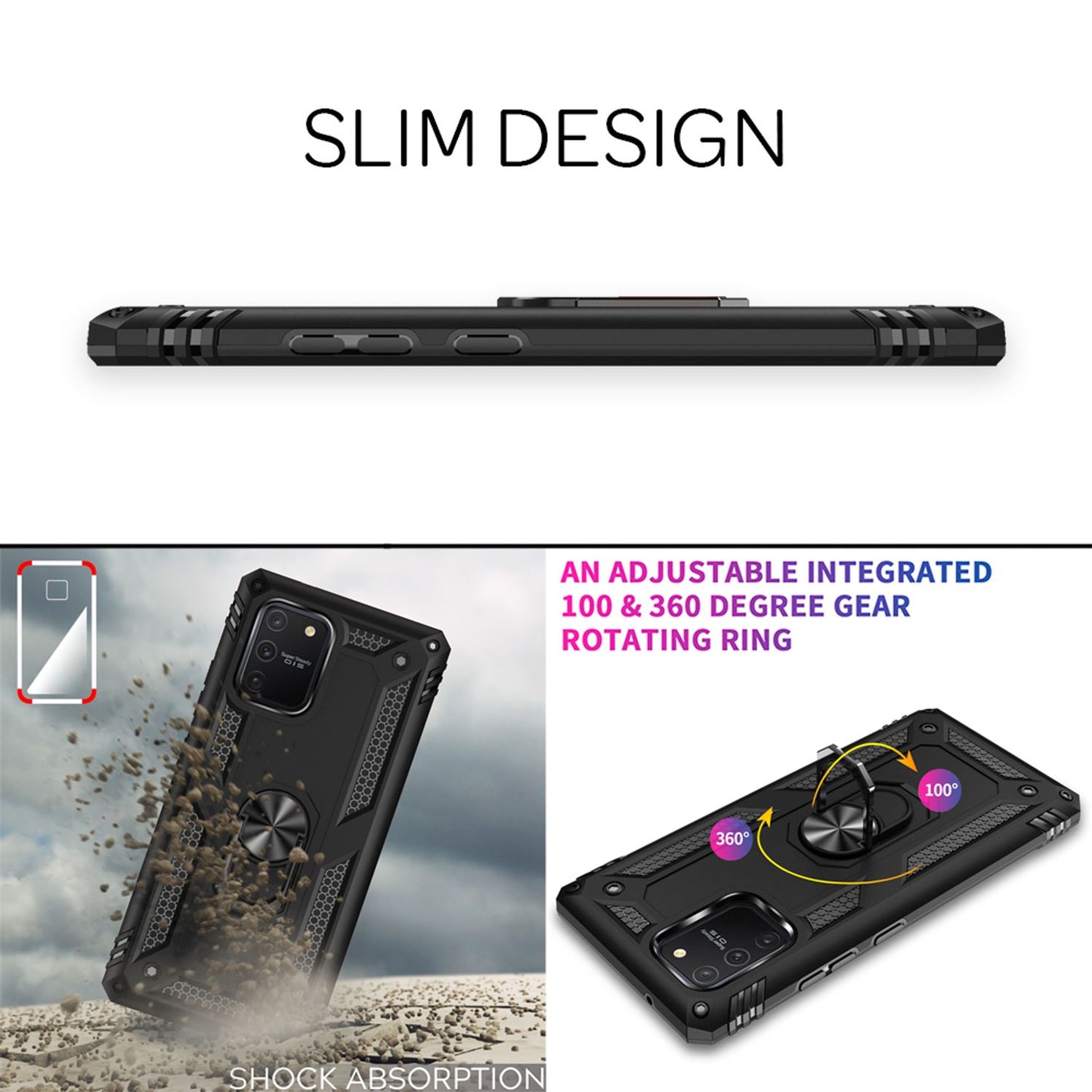 Husă NALIA RingDefend Protection - Carcasă TPU, rezistentă la șocuri, potrivită perfect pentru Galaxy S10 Lite