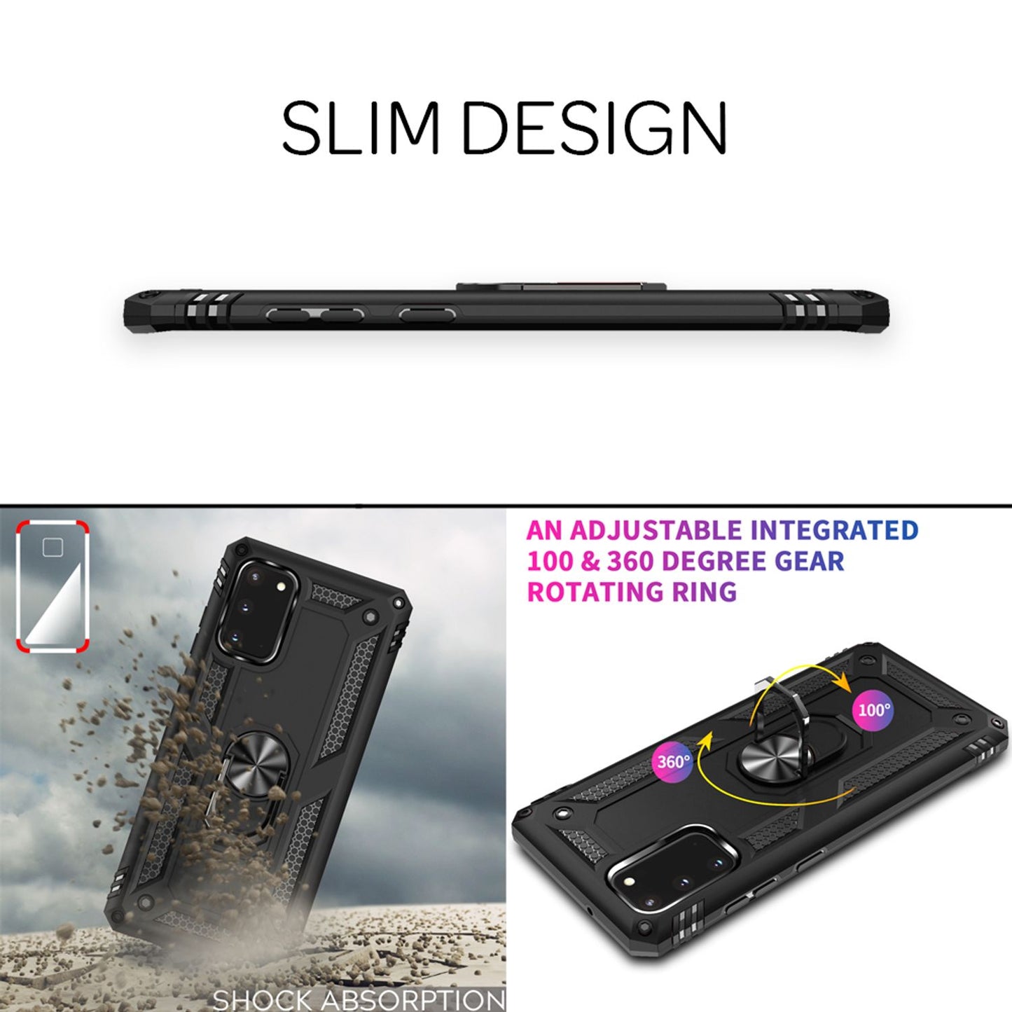 NALIA Ring Hülle für Samsung Galaxy S20, Handy Schutz Tasche Cover Case Bumper