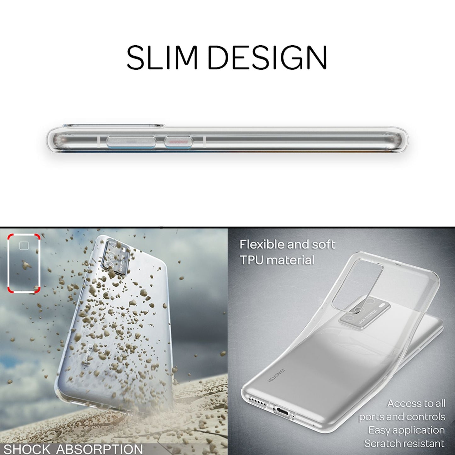 NALIA AirFlex Transparente Silikon Hülle Huawei P40 - Ultraleicht, Passgenau, Stoßfest