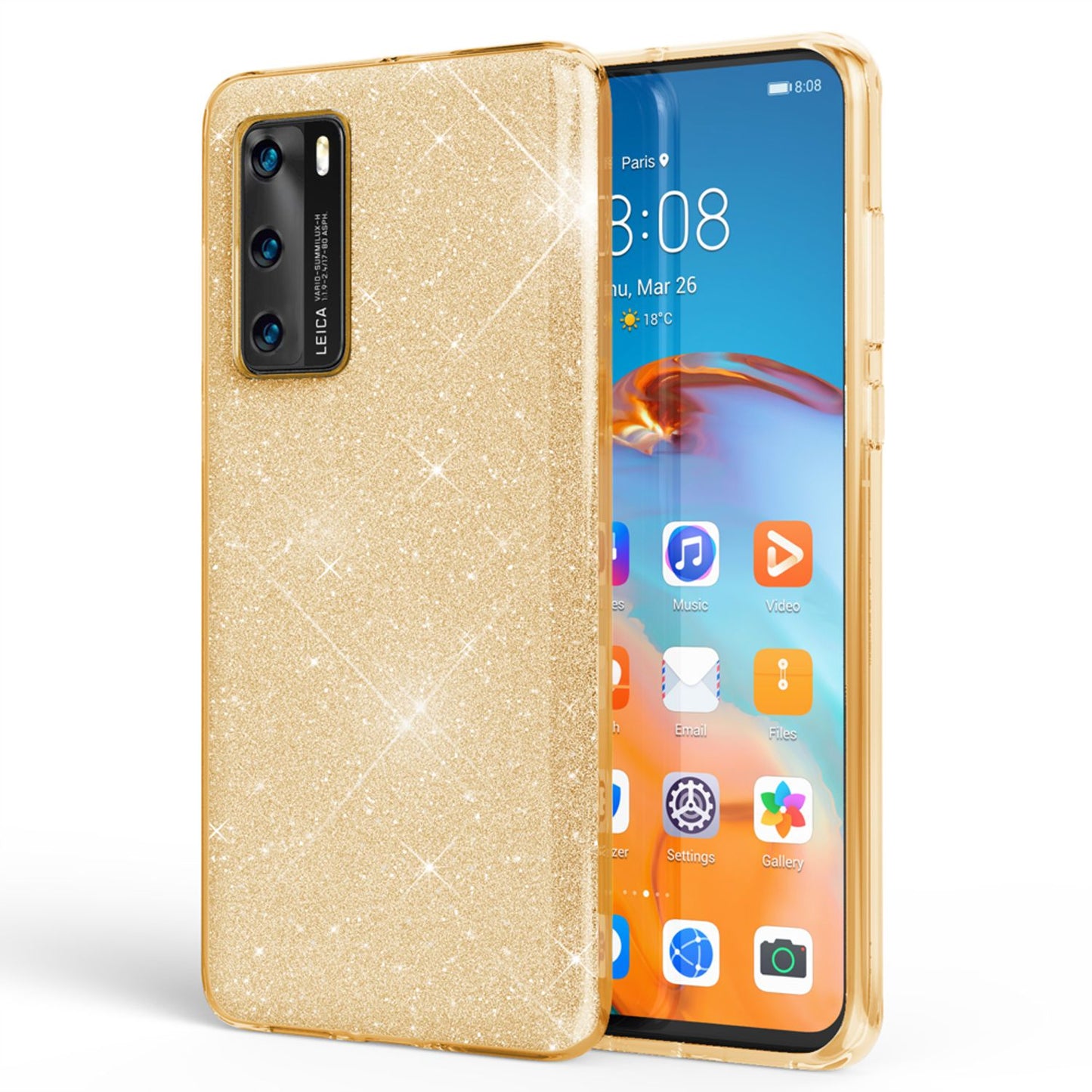NALIA Glitzer Handyhülle für Huawei P40, Glitzer Handy Hülle Bling Cover Schutz Tasche