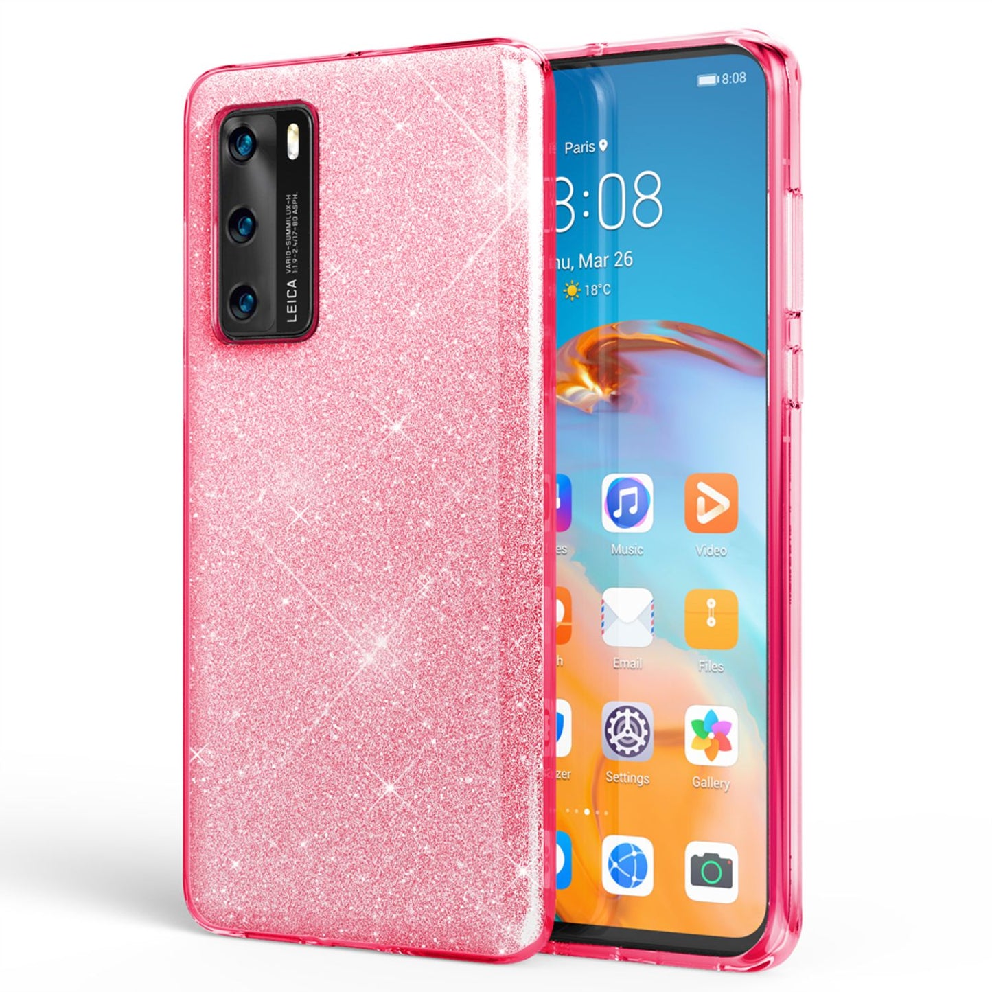 NALIA Glitzer Handyhülle für Huawei P40, Glitzer Handy Hülle Bling Cover Schutz Tasche