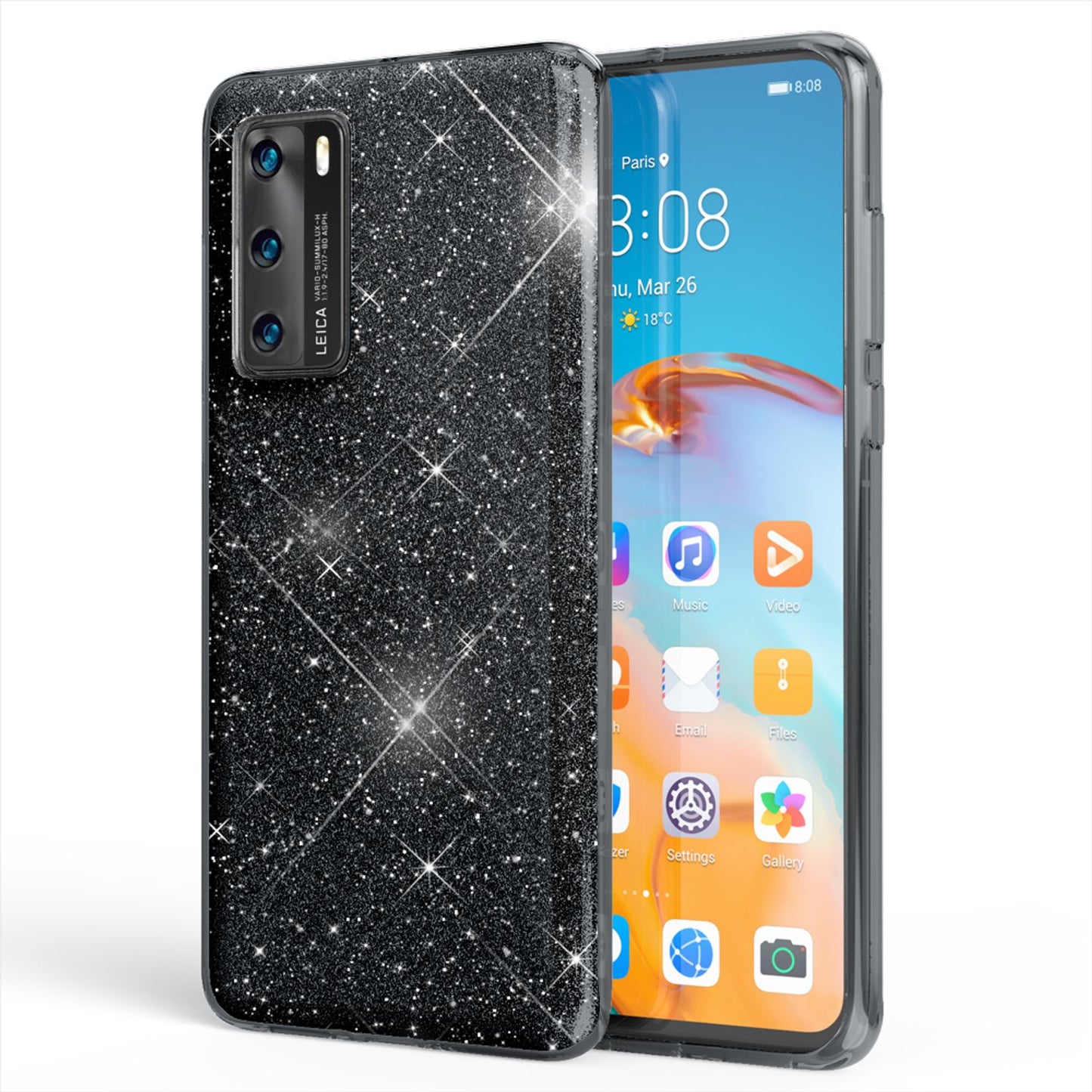 NALIA Glitzer Handyhülle für Huawei P40, Glitzer Handy Hülle Bling Cover Schutz Tasche