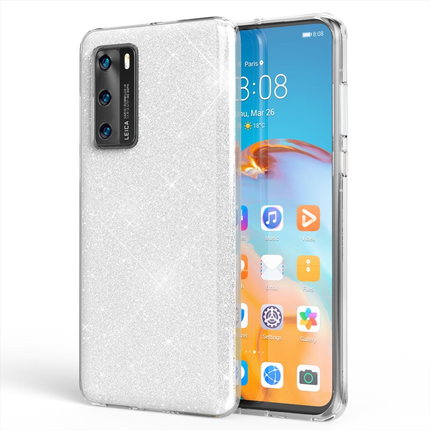 NALIA Glitzer Handyhülle für Huawei P40, Glitzer Handy Hülle Bling Cover Schutz Tasche