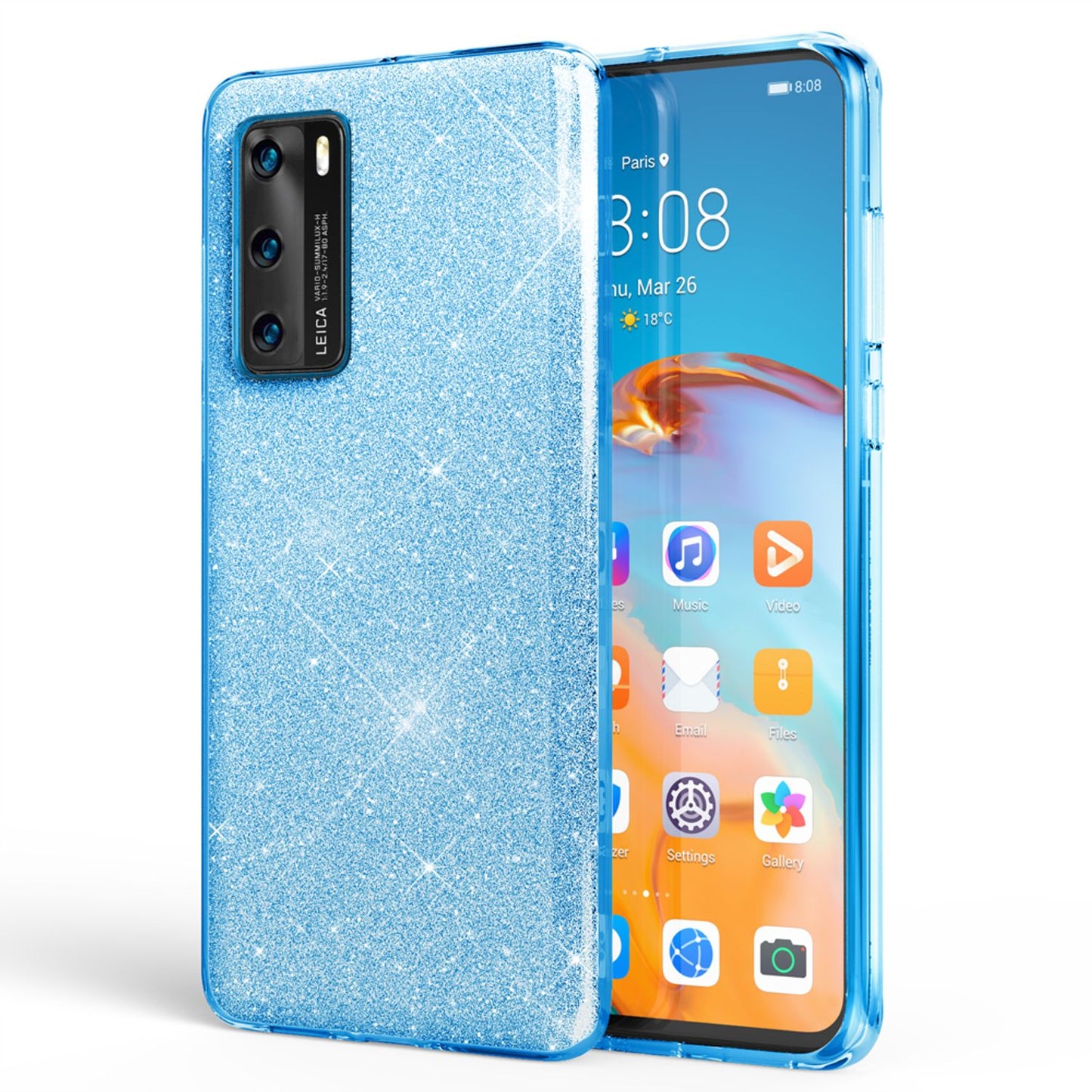 NALIA Glitzer Handyhülle für Huawei P40, Glitzer Handy Hülle Bling Cover Schutz Tasche