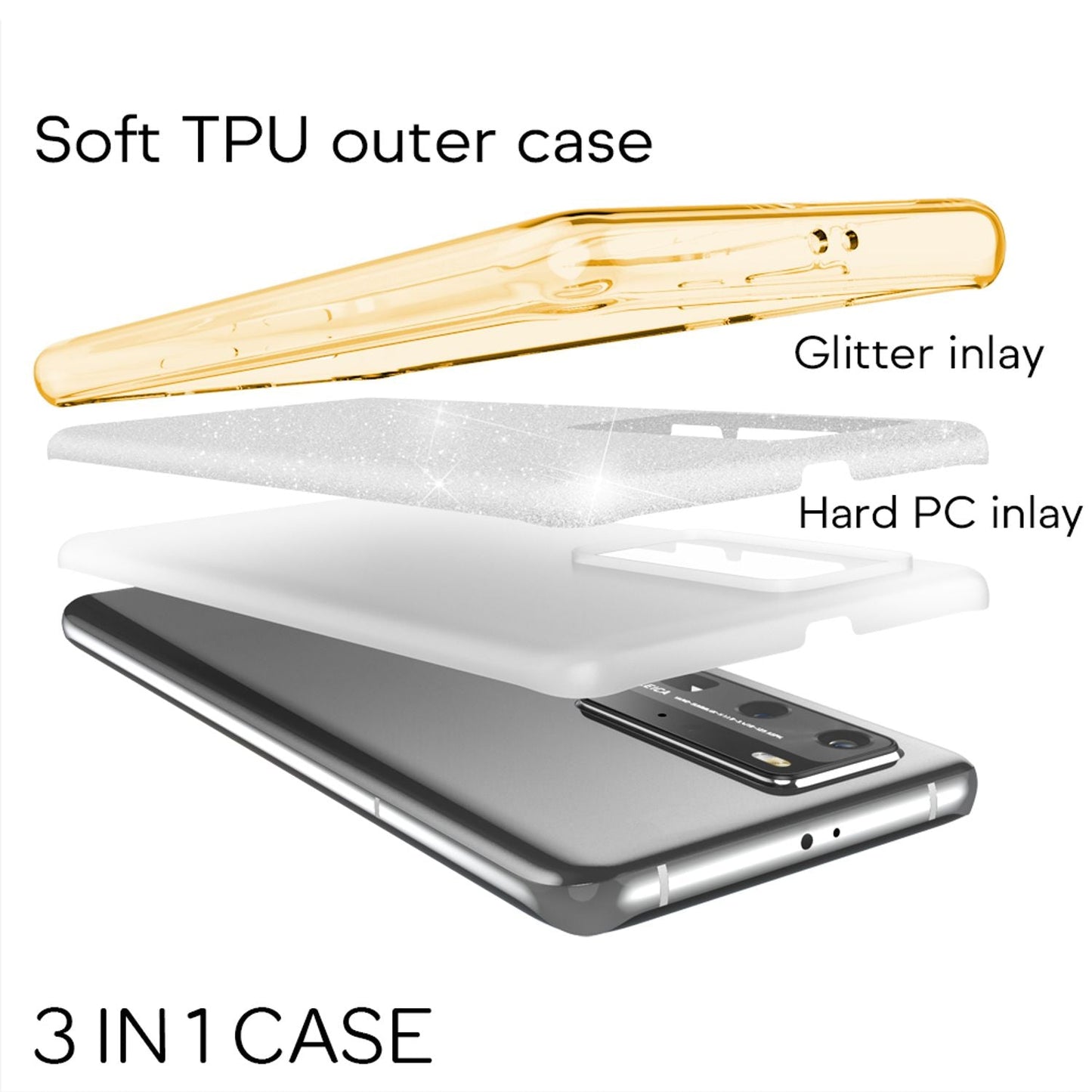 NALIA Glitzer Handyhülle für Huawei P40 Pro, Glitzer Handy Hülle Cover Schutz Tasche