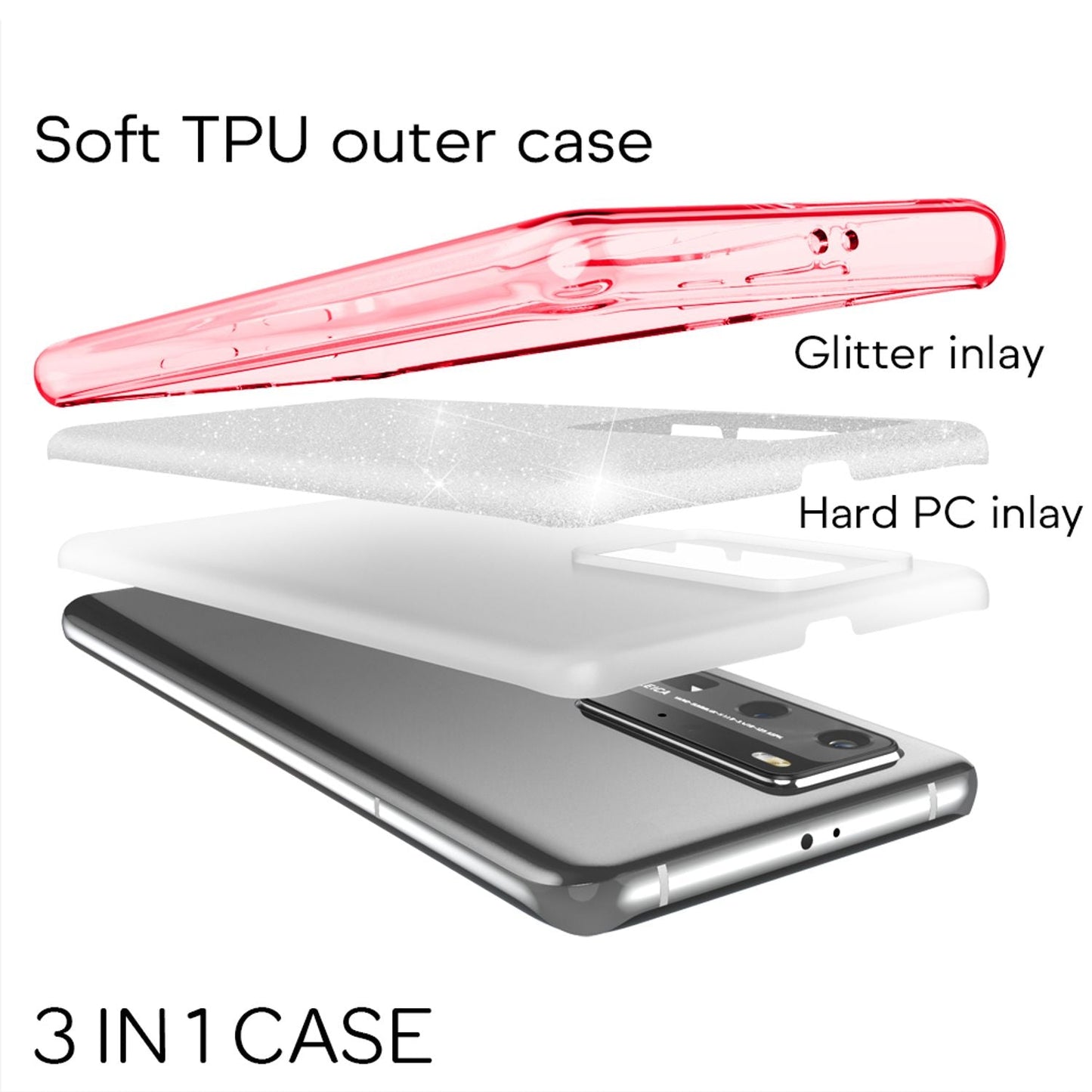 NALIA Glitzer Handyhülle für Huawei P40 Pro, Glitzer Handy Hülle Cover Schutz Tasche