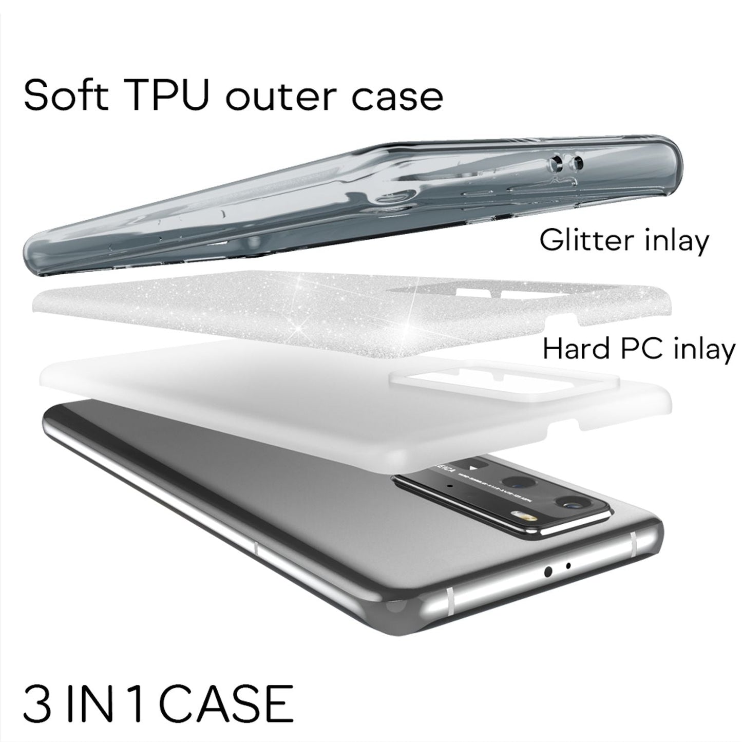 NALIA Glitzer Handyhülle für Huawei P40 Pro, Glitzer Handy Hülle Cover Schutz Tasche