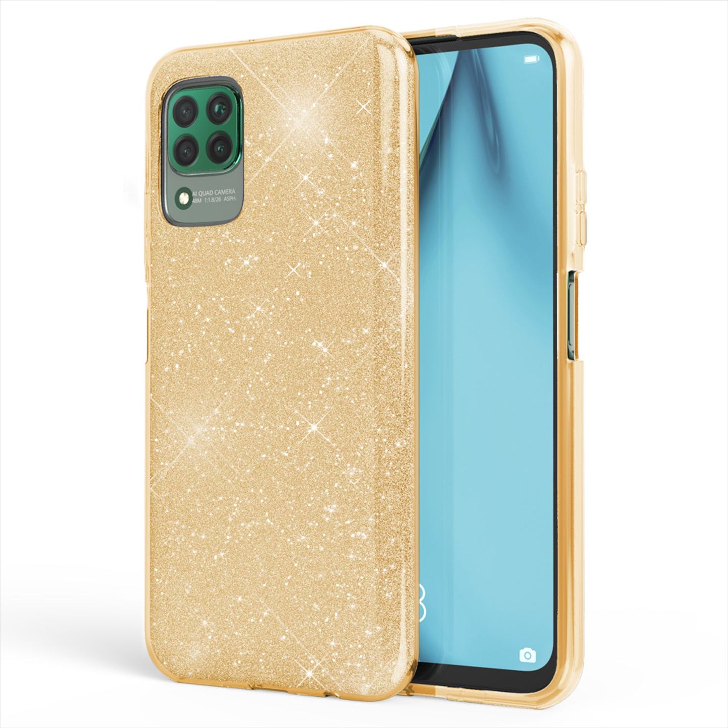 NALIA Glitzer Handyhülle für Huawei P40 Lite, Glitzer Handy Hülle Bling Schutz Cover