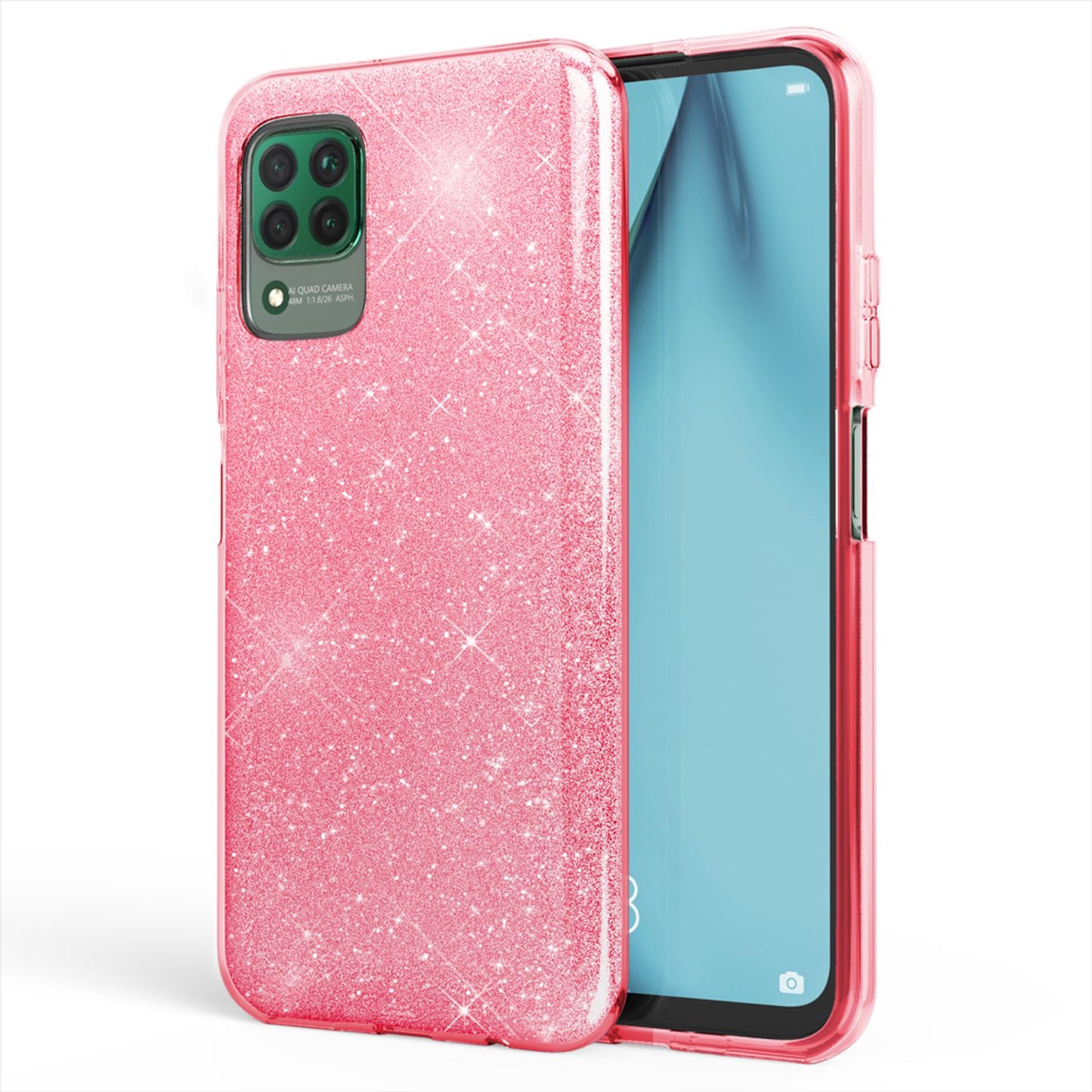 NALIA Glitzer Handyhülle für Huawei P40 Lite, Glitzer Handy Hülle Bling Schutz Cover