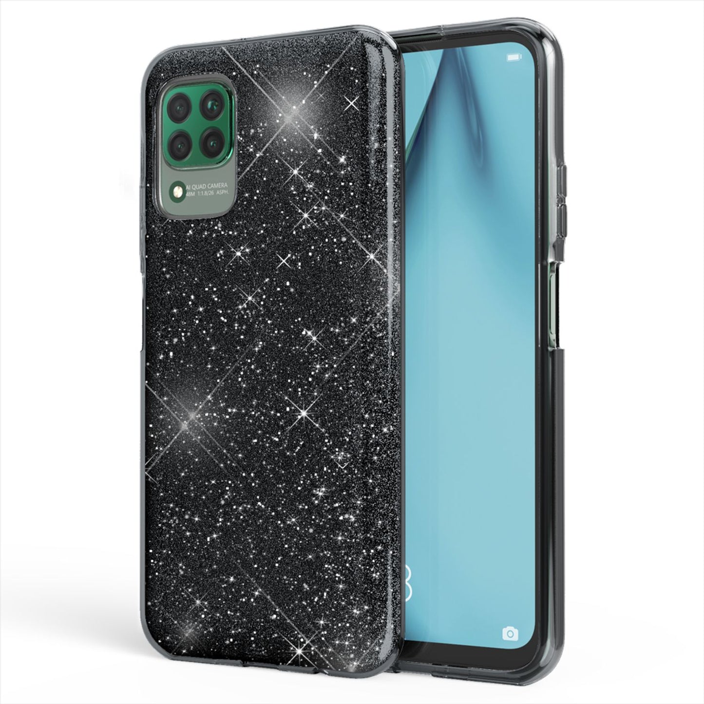 NALIA Glitzer Handyhülle für Huawei P40 Lite, Glitzer Handy Hülle Bling Schutz Cover