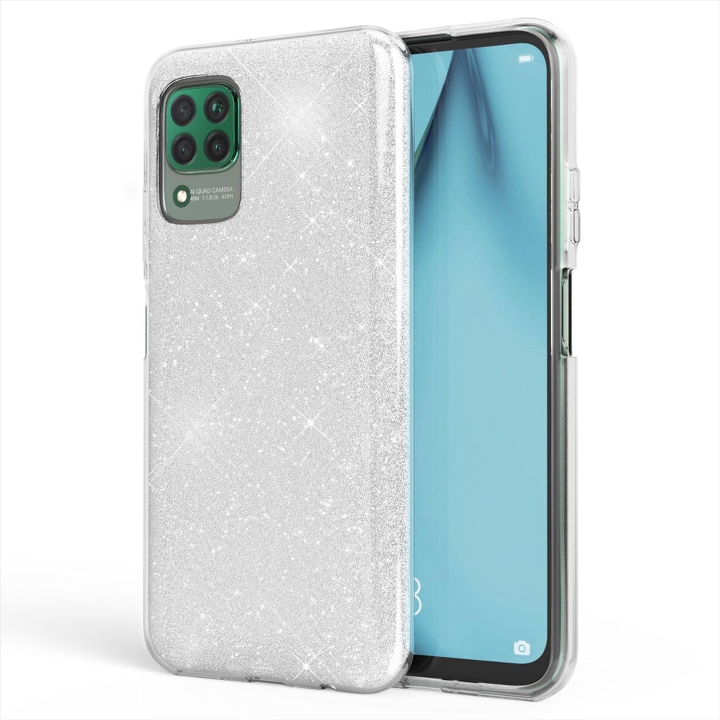 NALIA Glitzer Handyhülle für Huawei P40 Lite, Glitzer Handy Hülle Bling Schutz Cover