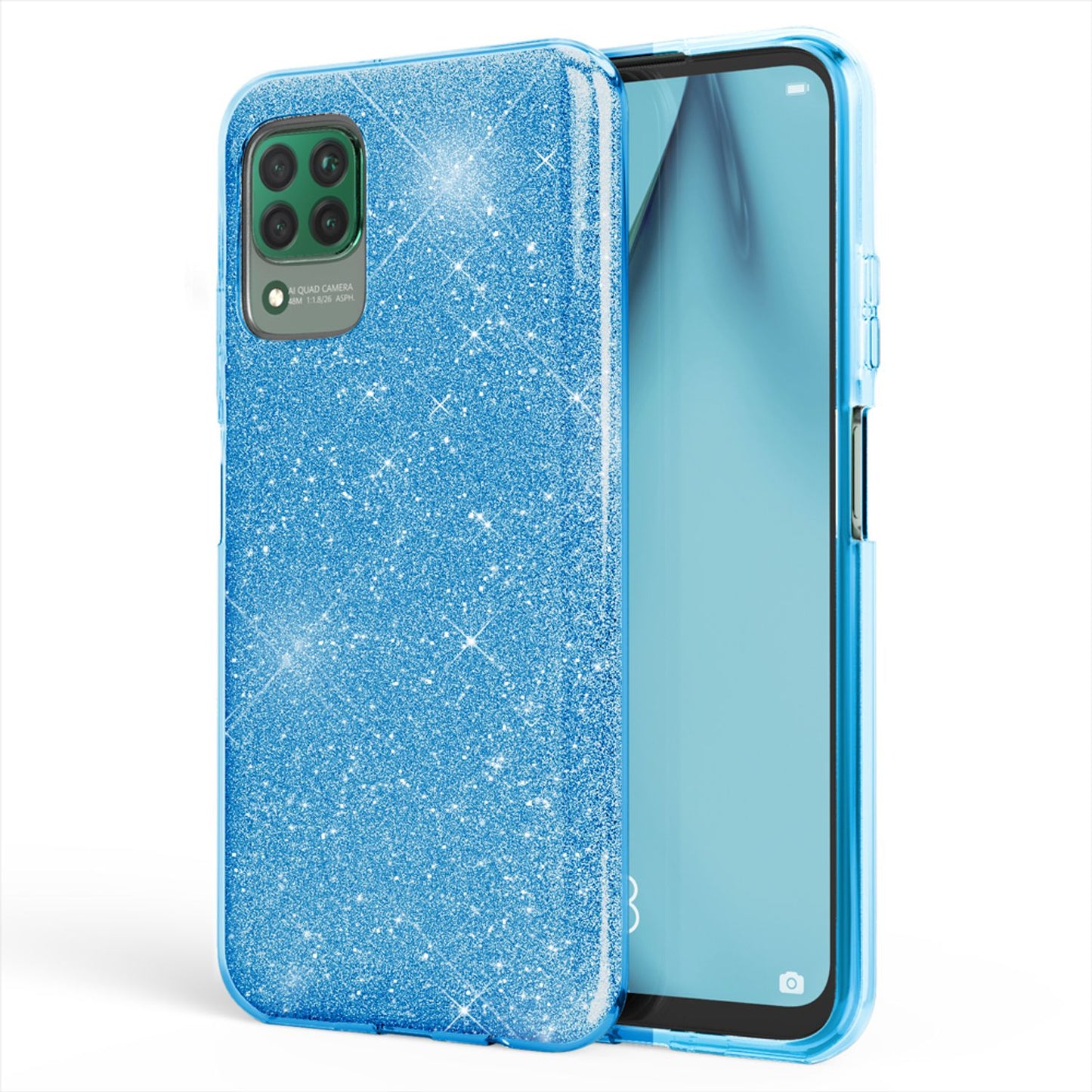 NALIA Glitzer Handyhülle für Huawei P40 Lite, Glitzer Handy Hülle Bling Schutz Cover