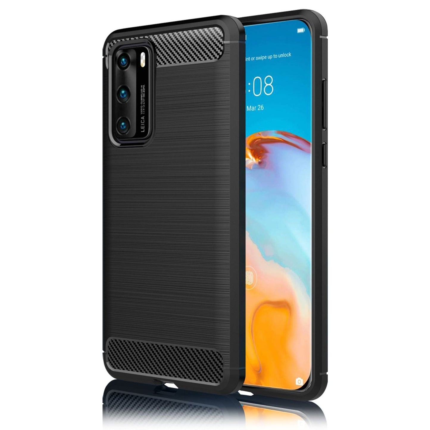 Etui NALIA Carbon Look do Huawei P40, etui ochronne na telefon, zderzak